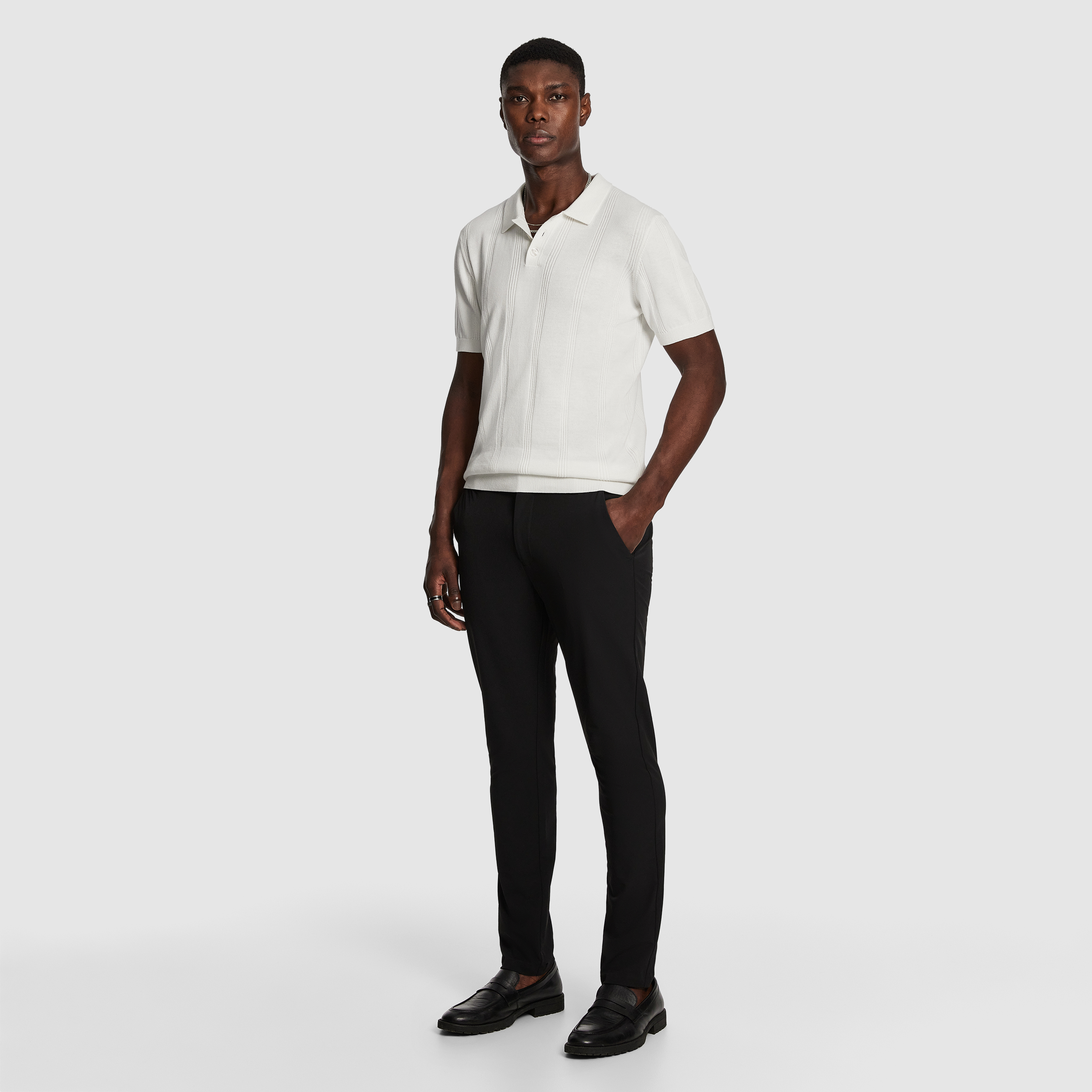 White Tony Knitted Polo Shirt