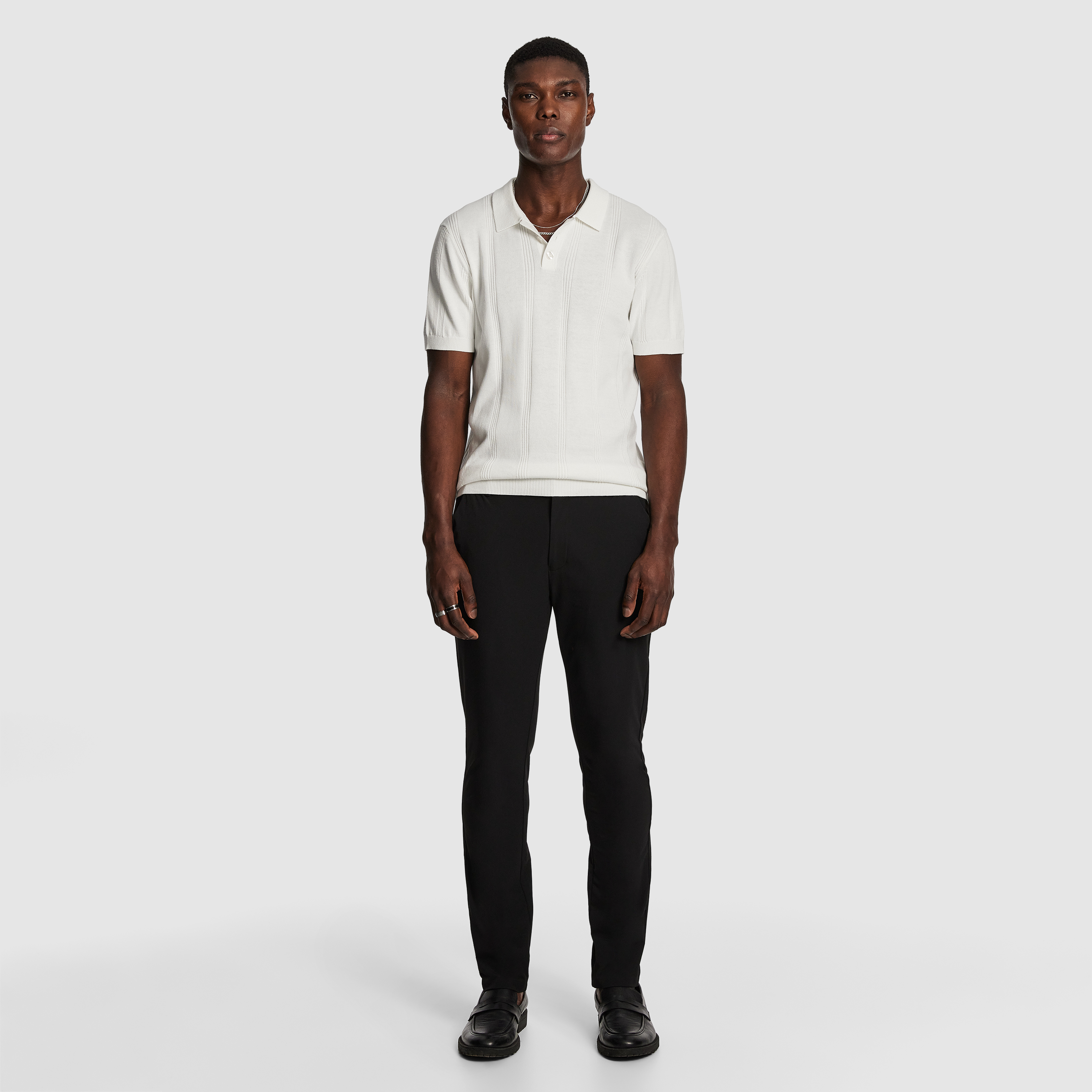 White Tony Knitted Polo Shirt