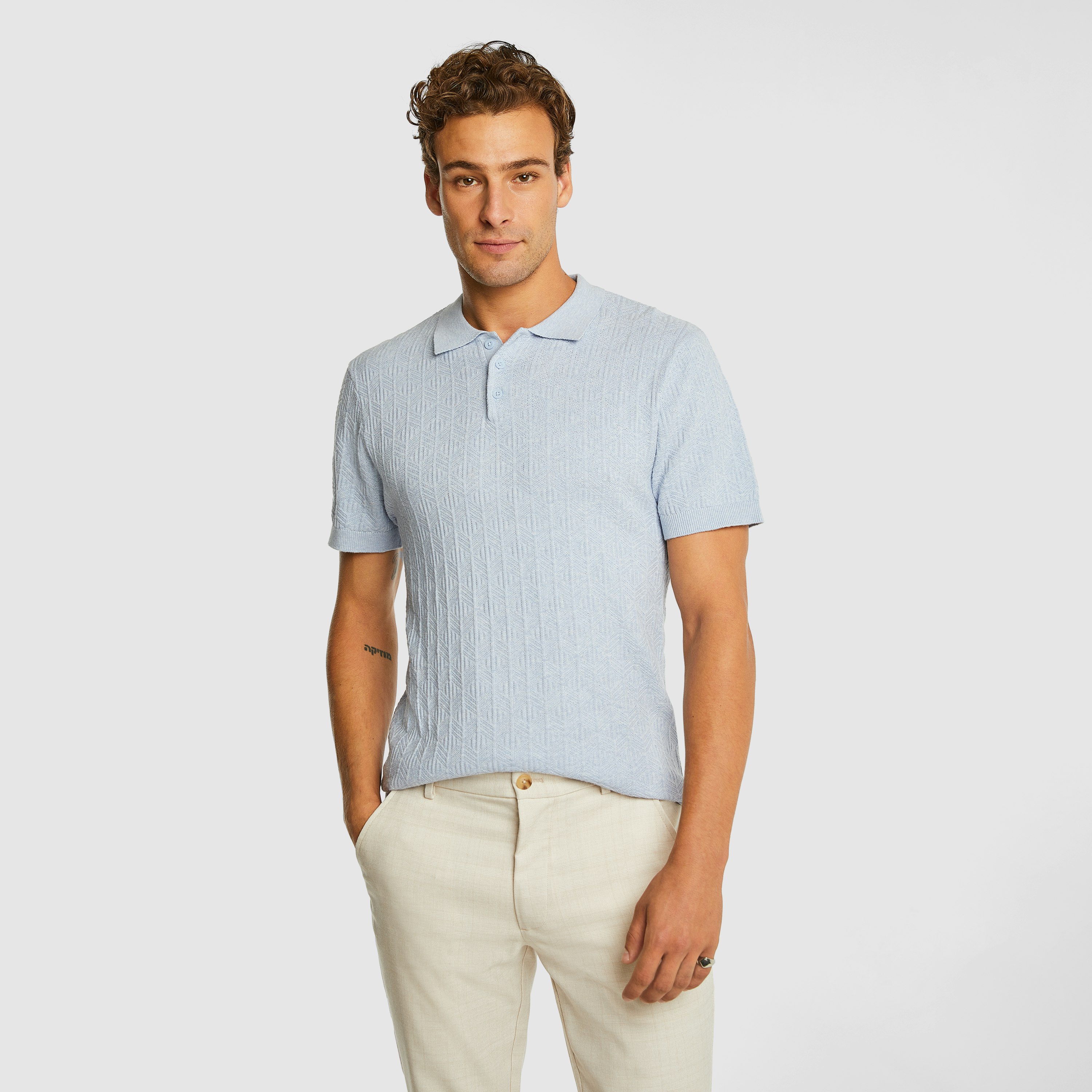 Blue Sid Knitted Polo Shirt | Men's Tops | yd AU