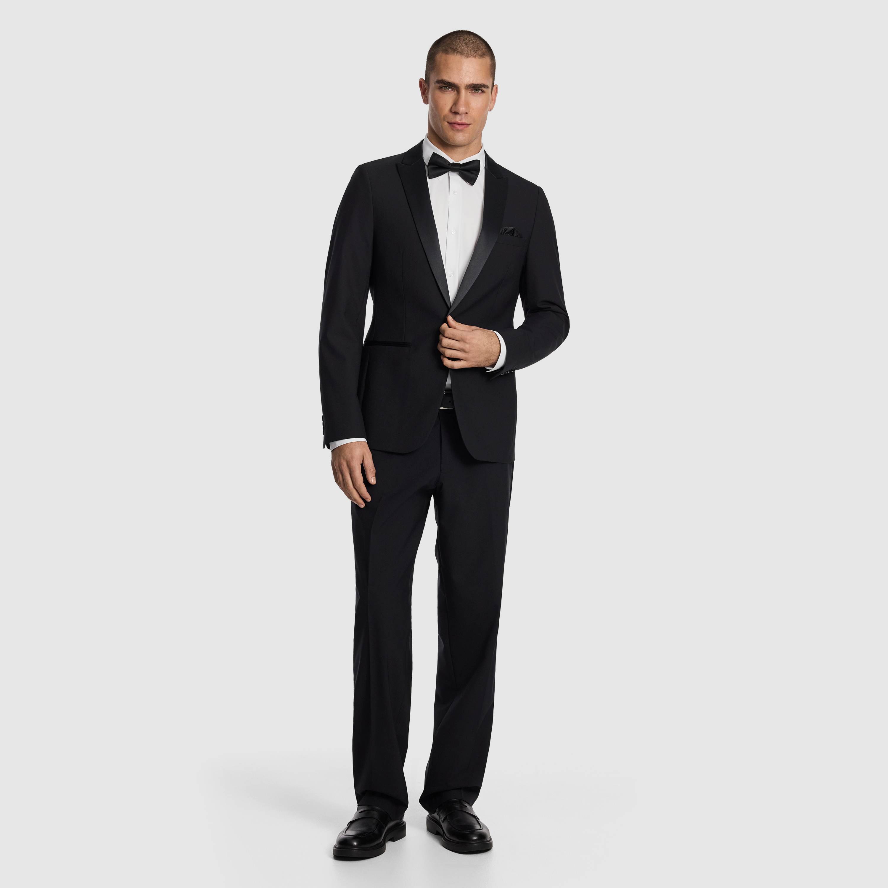 Black Seville Slim Fit Tuxedo Wool Blend Suit Jacket