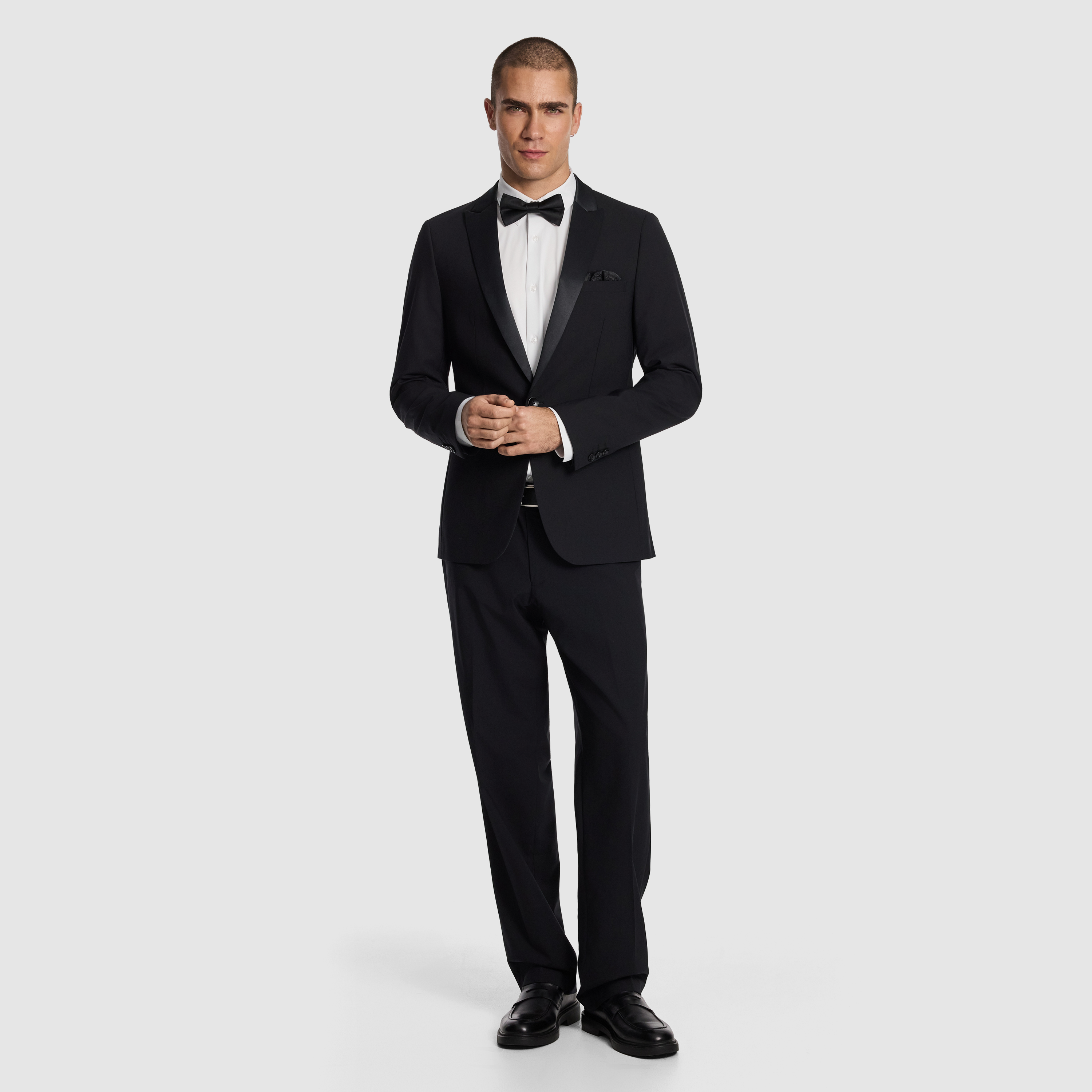 Black Seville Slim Fit Tuxedo Wool Blend Suit Jacket