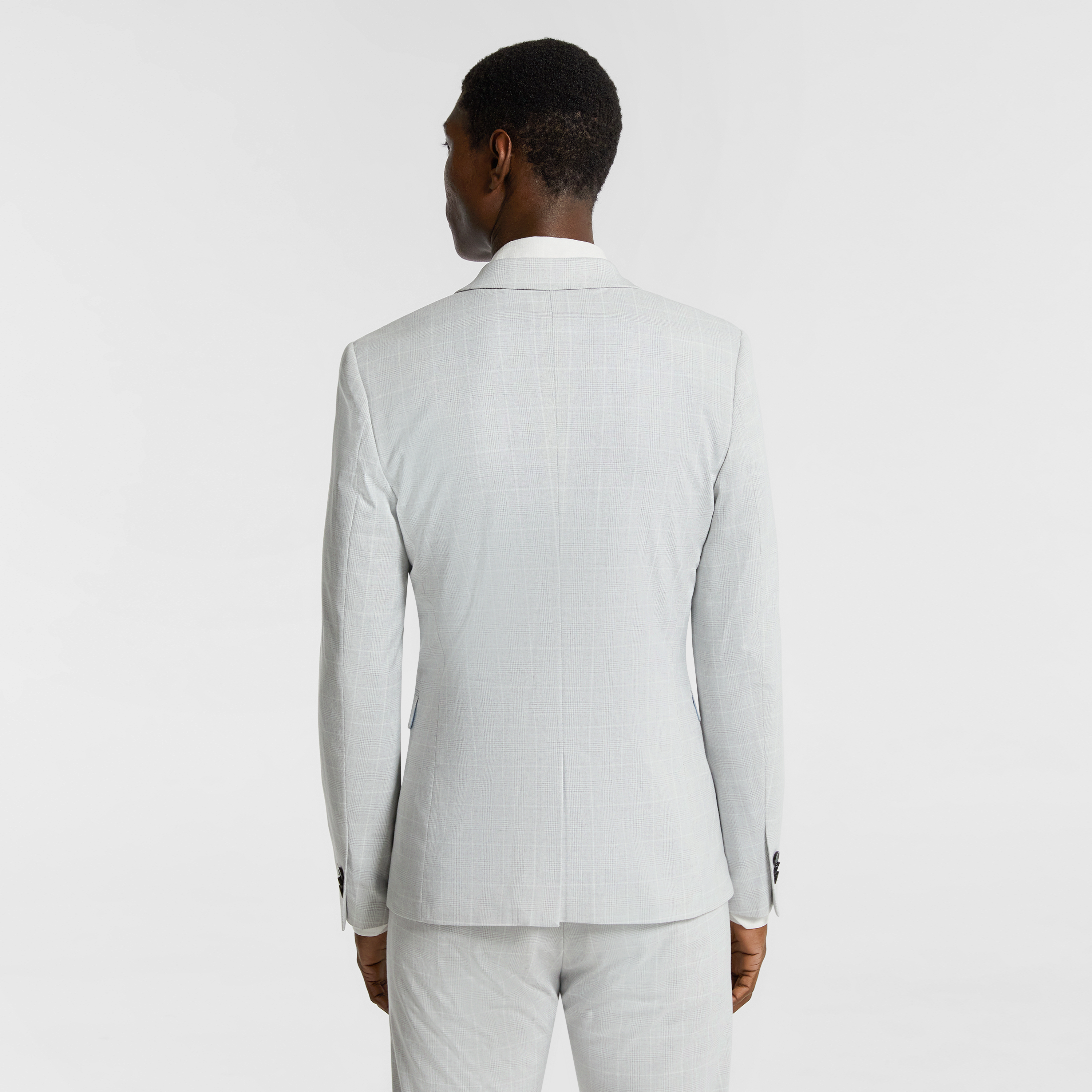 Ice Grey Terrazzo Check Stretch Blazer