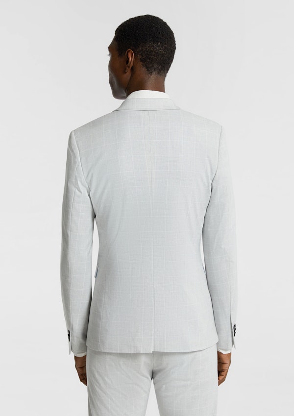 Ice Grey Terrazzo Check Stretch Blazer