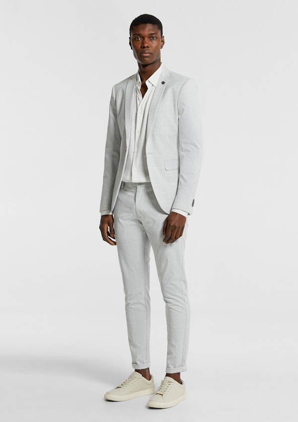 Ice Grey Terrazzo Check Stretch Blazer