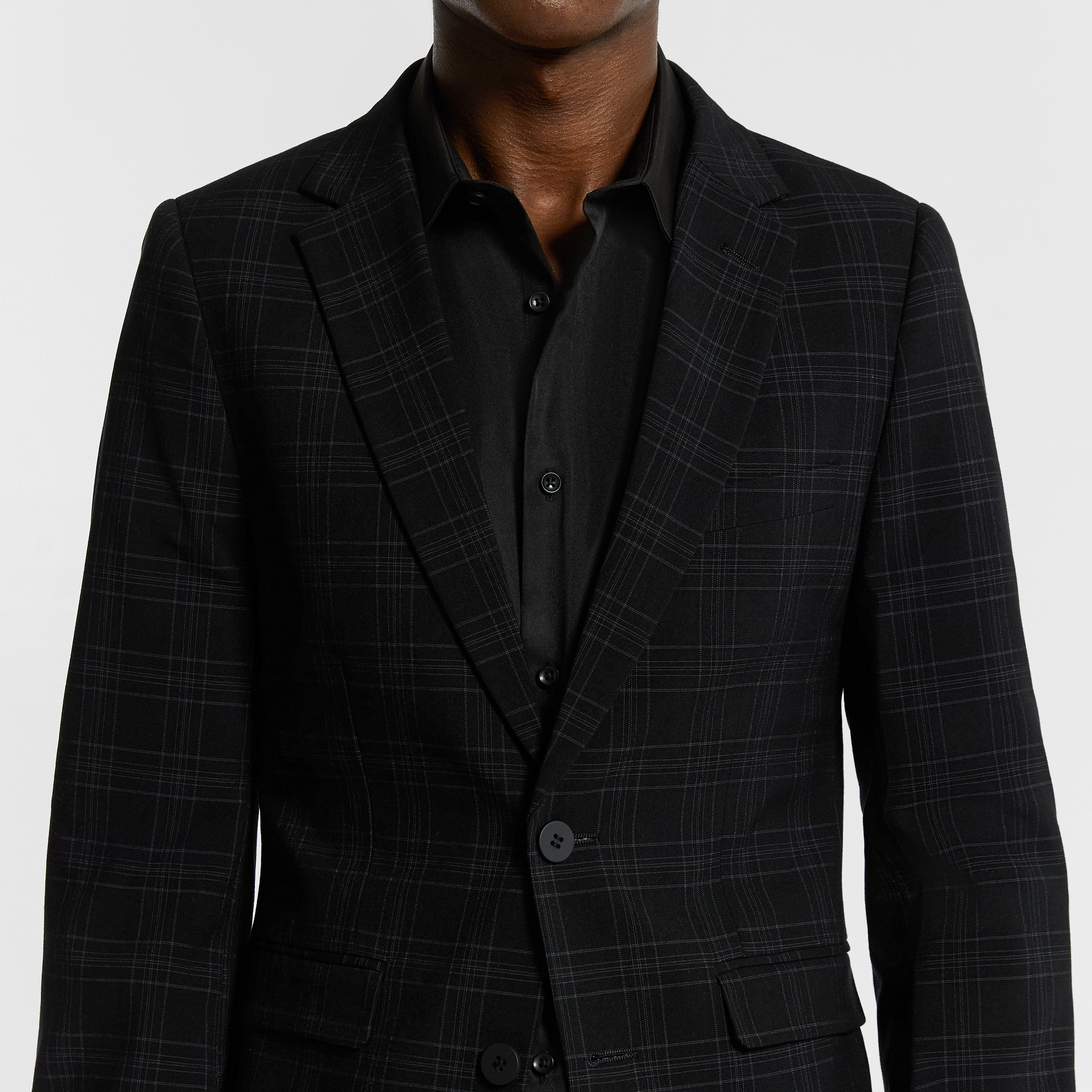 Black Black Alpa Check Stretch Blazer