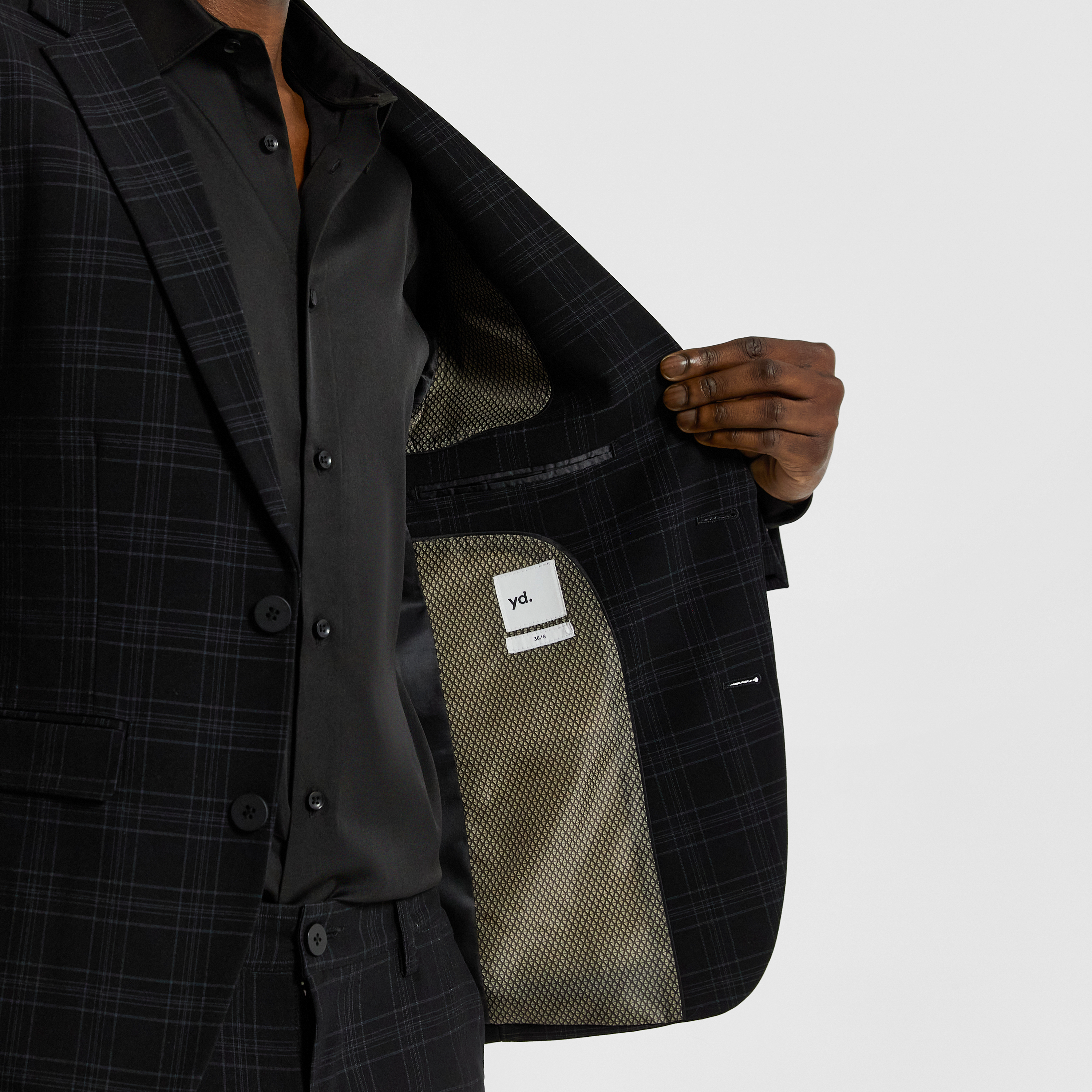 Black Black Alpa Check Stretch Blazer