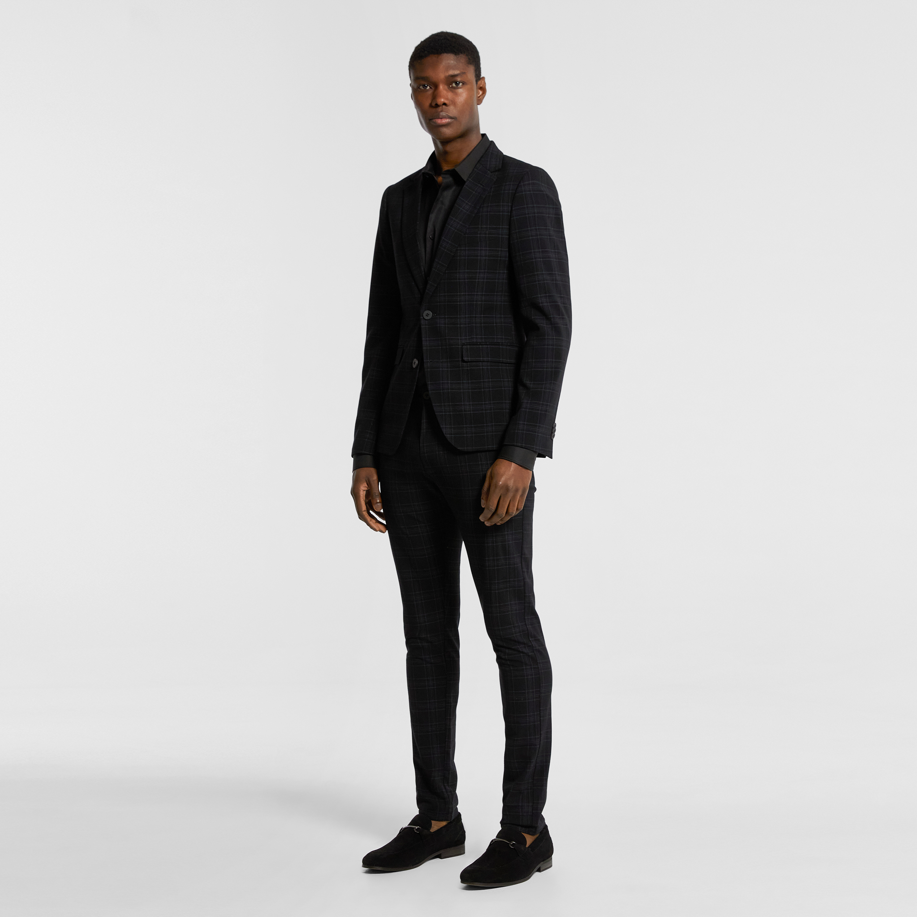 Black Black Alpa Check Stretch Blazer