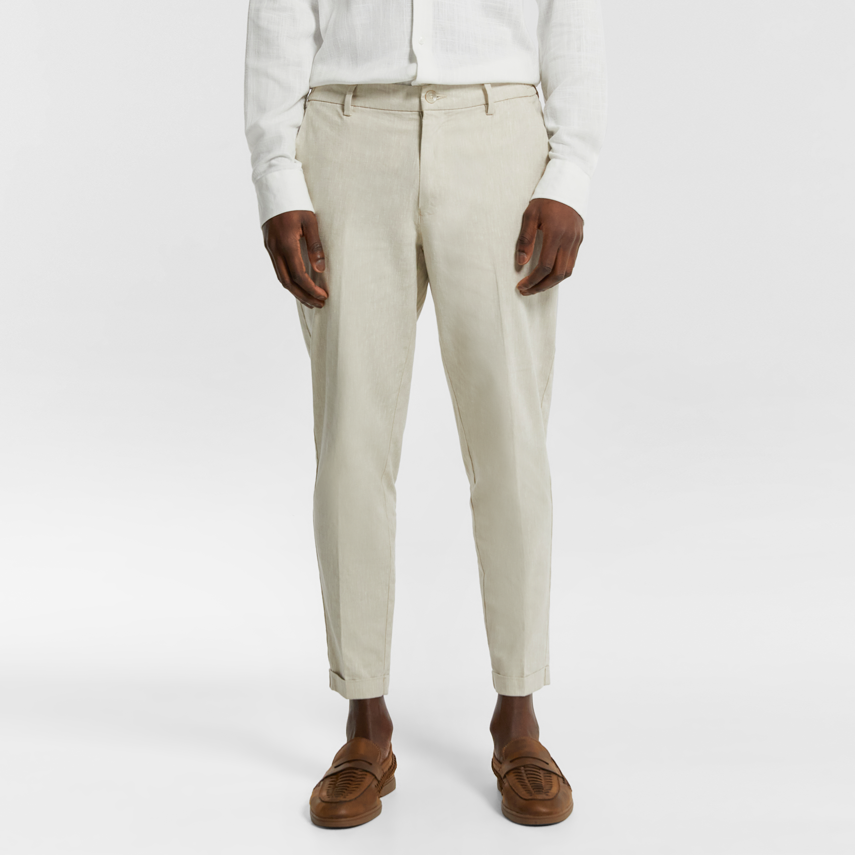 Luca Linen Blend Slim Cropped Chino