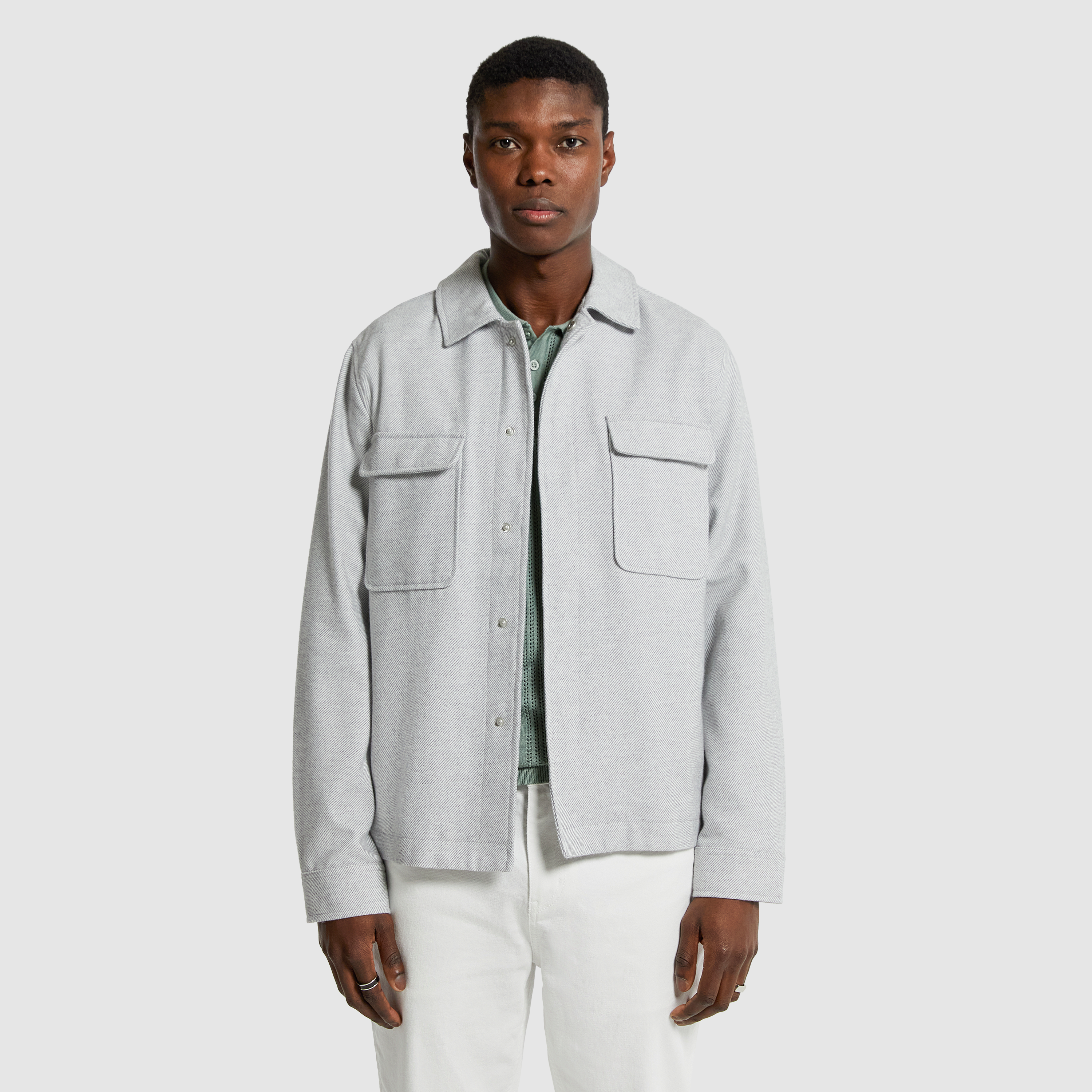 Structured Shacket Grey Pu Tie Shacket Buy Blue Marl EDIT Jersey