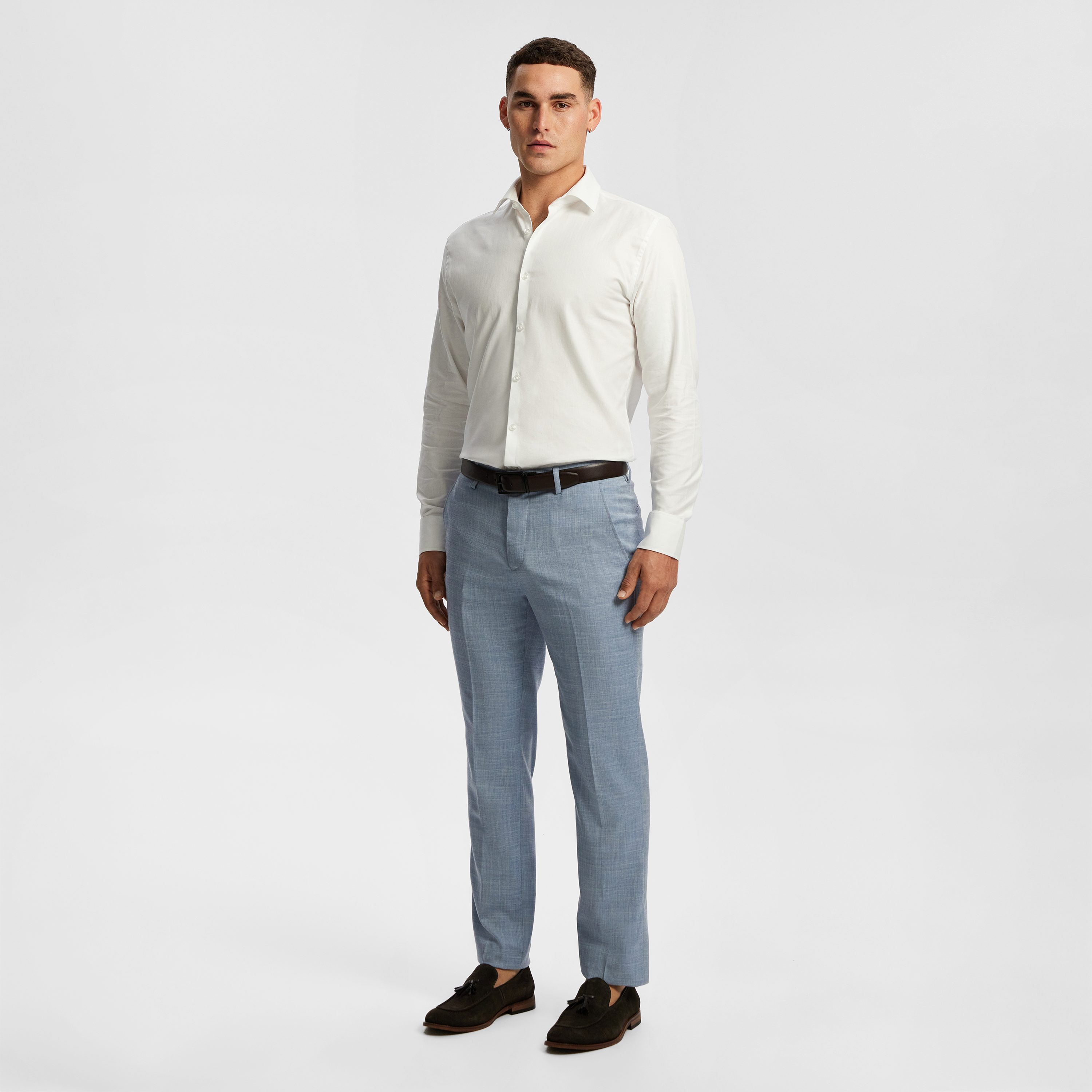 Blue Jaxon Stretch Textured Slim Fit Dress Pant