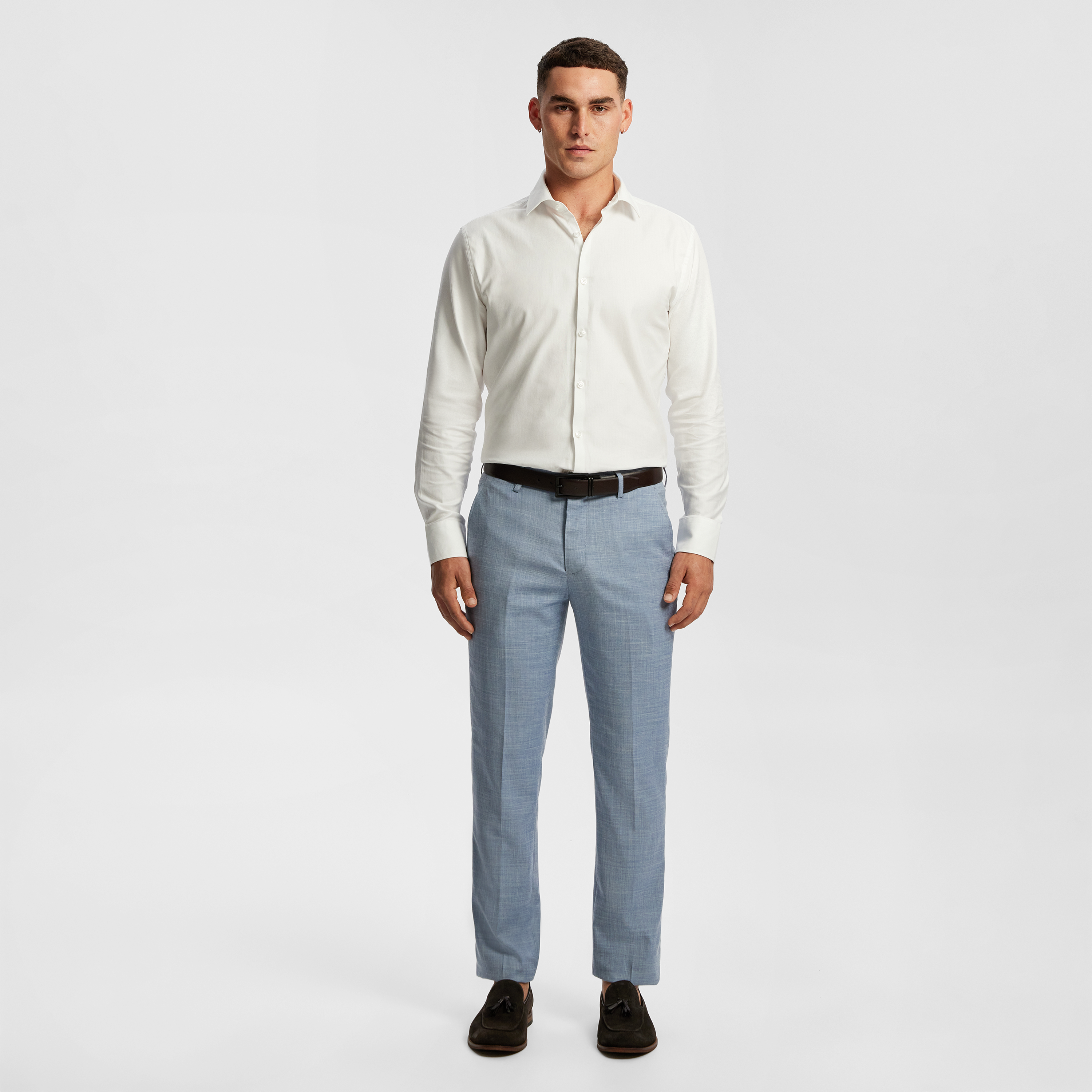 Blue Jaxon Stretch Textured Slim Fit Dress Pant Men's Bottom yd AU