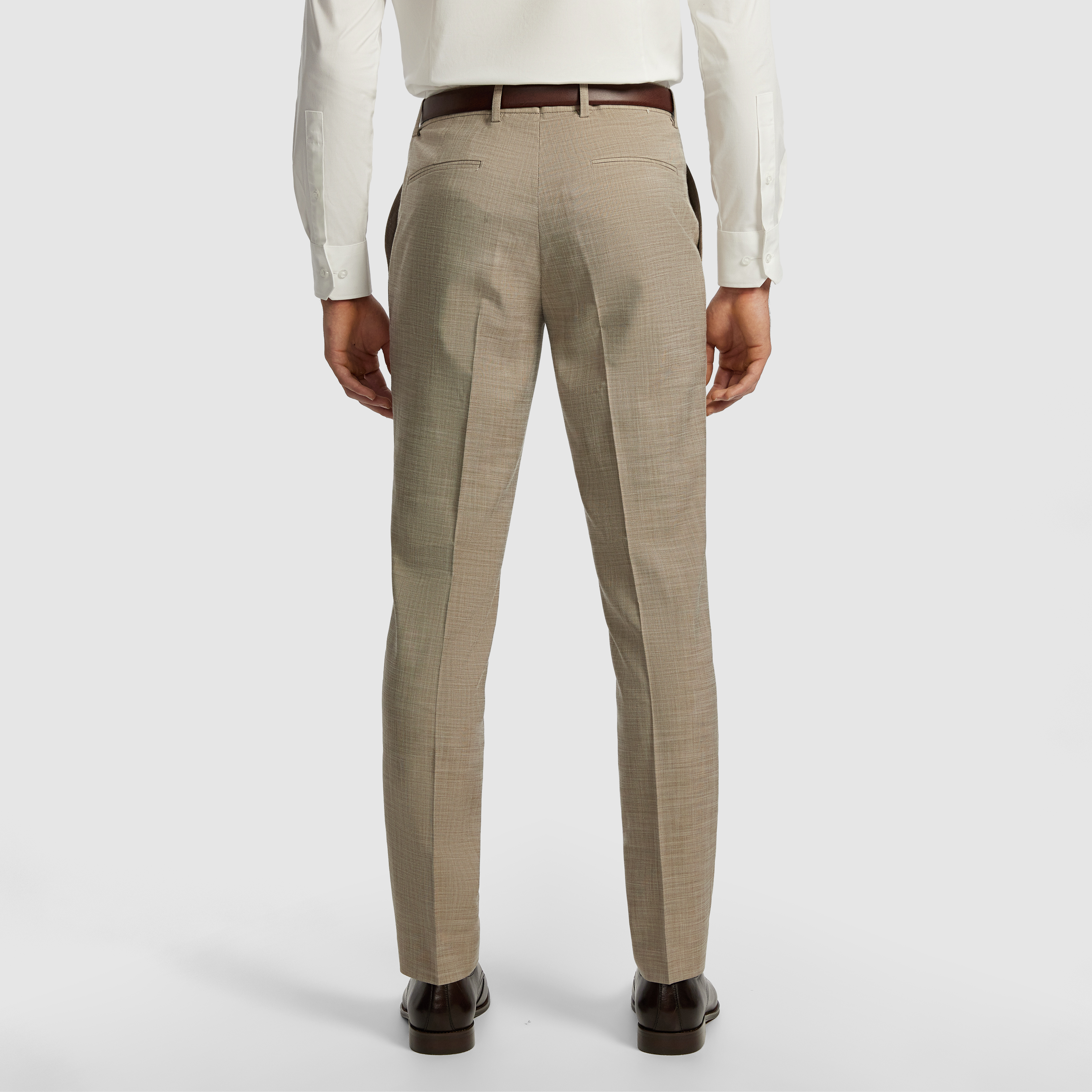 Latte Lever Stretch Textured Skinny Fit Dress Pant