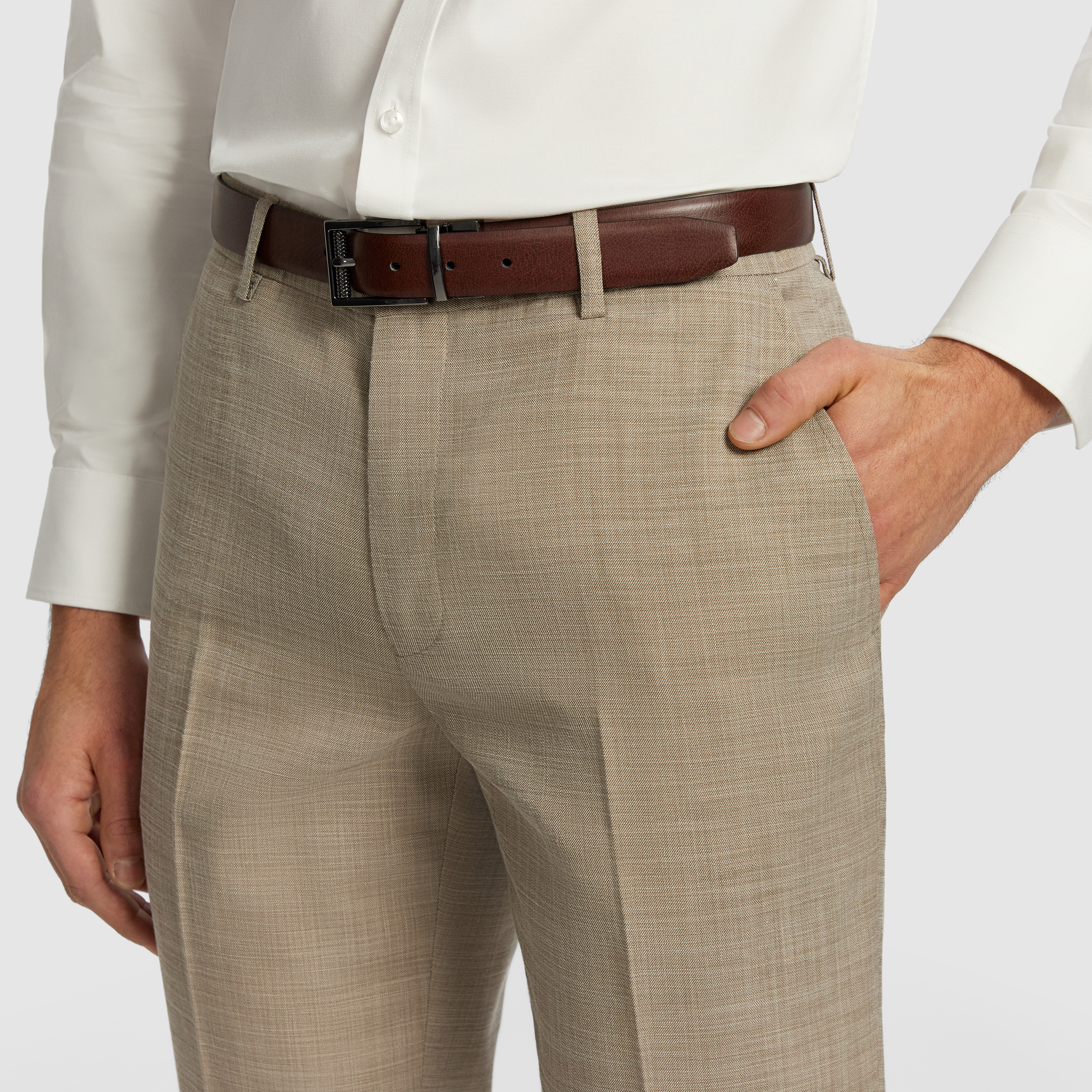 Latte Lever Stretch Textured Skinny Fit Dress Pant