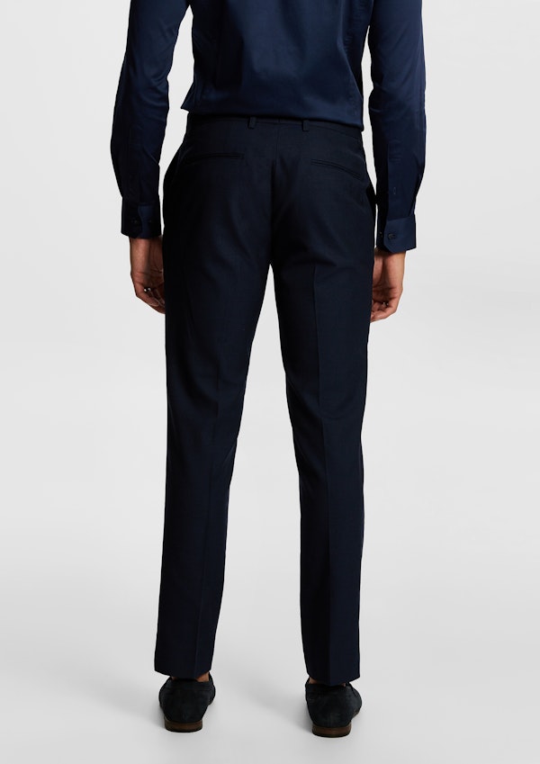 Dark Blue Invictus Stretch Wool Blend Slim Fit Dress Pant