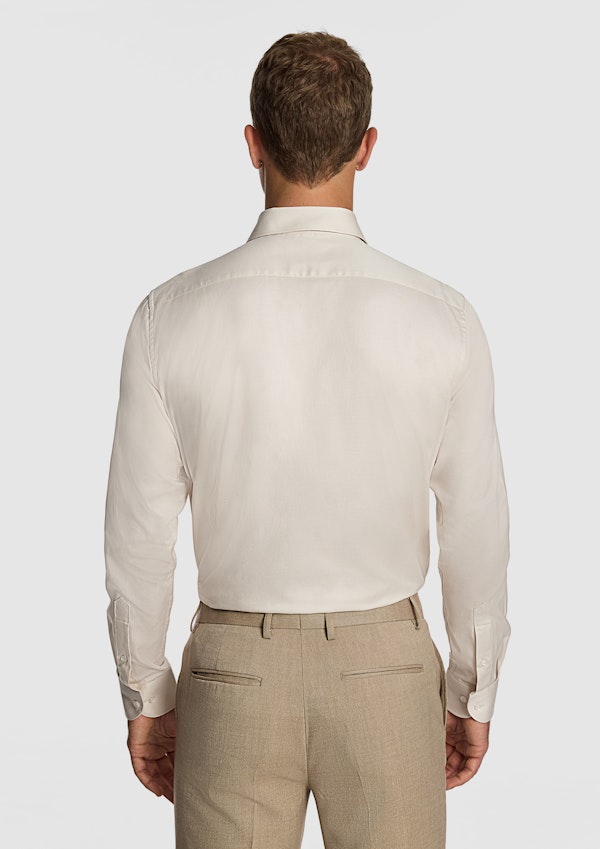Natural Clubman Pure Cotton Twill Slim Fit Dress Shirt