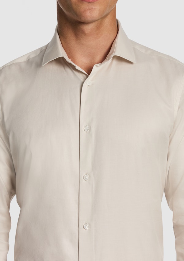 Natural Clubman Pure Cotton Twill Slim Fit Dress Shirt