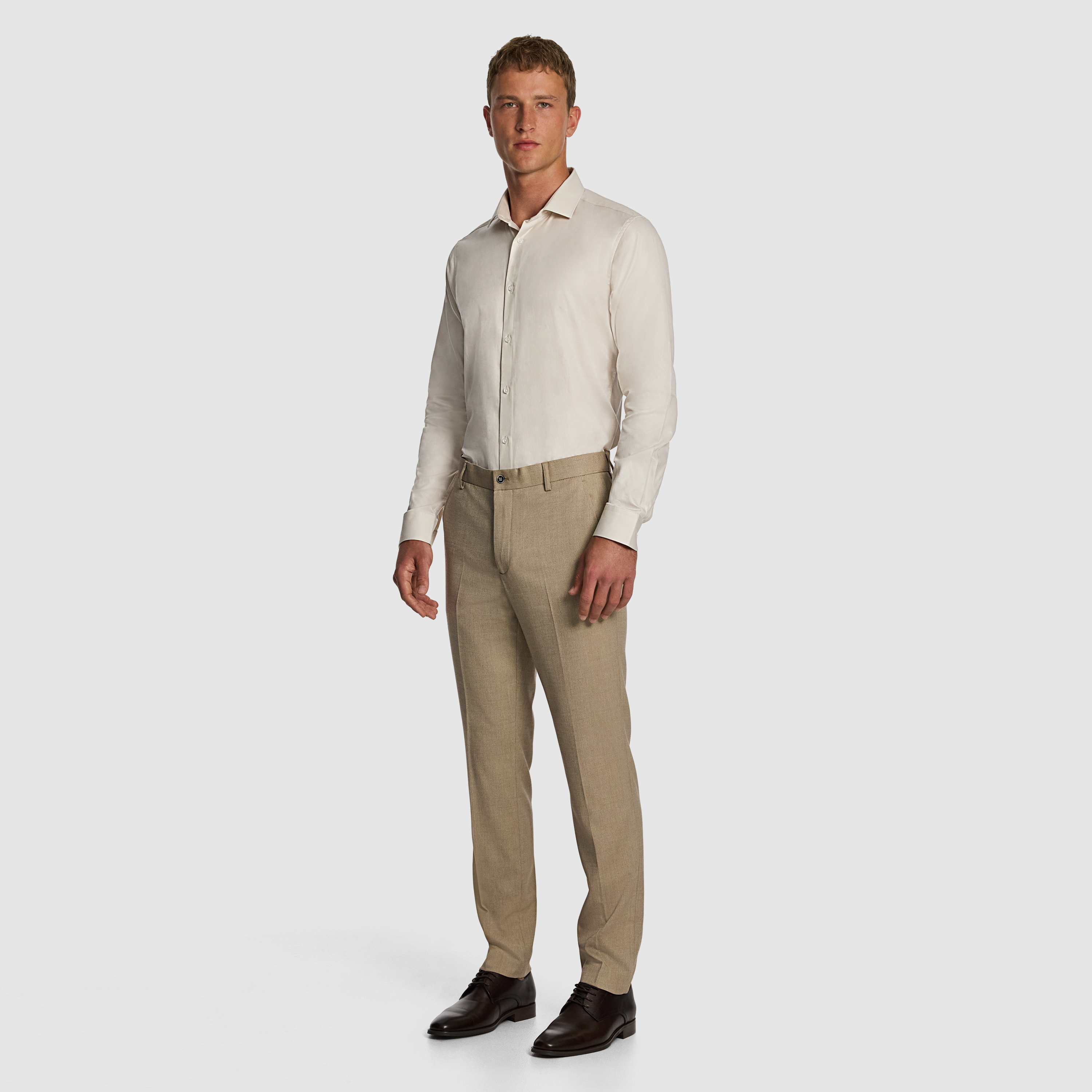 Natural Clubman Pure Cotton Twill Slim Fit Dress Shirt