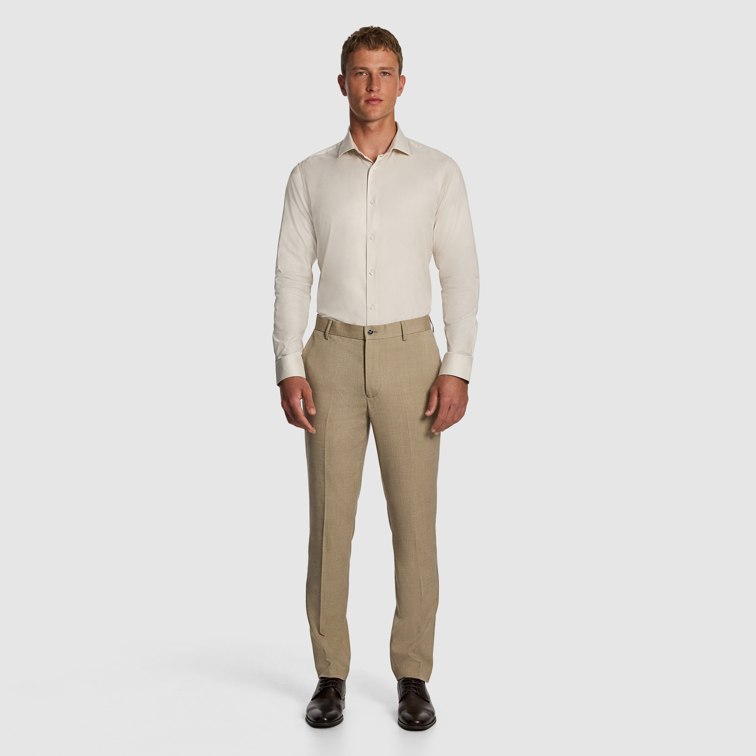 Natural Clubman Pure Cotton Twill Slim Fit Dress Shirt