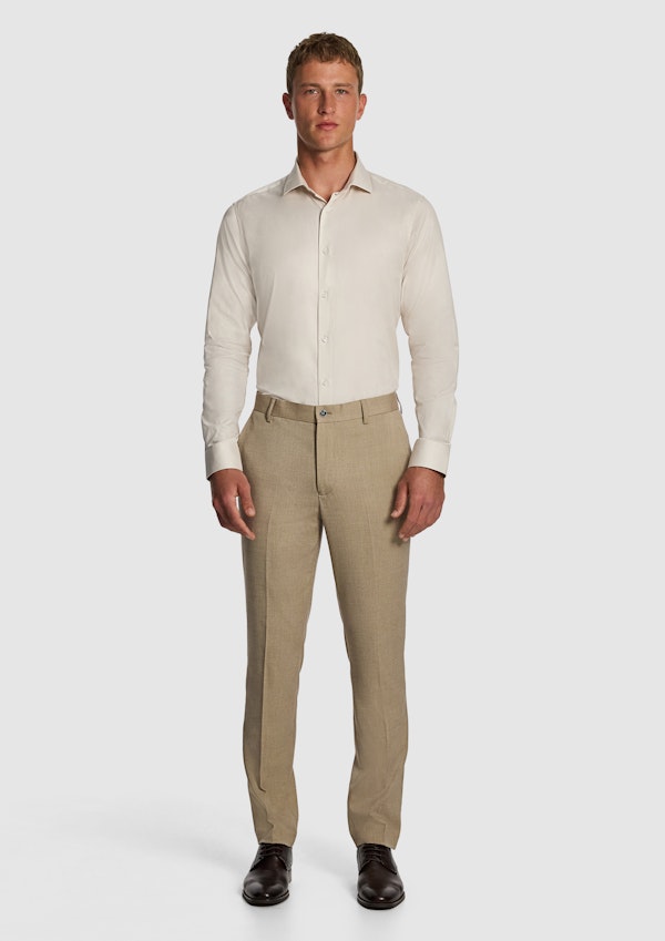 Natural Clubman Pure Cotton Twill Slim Fit Dress Shirt