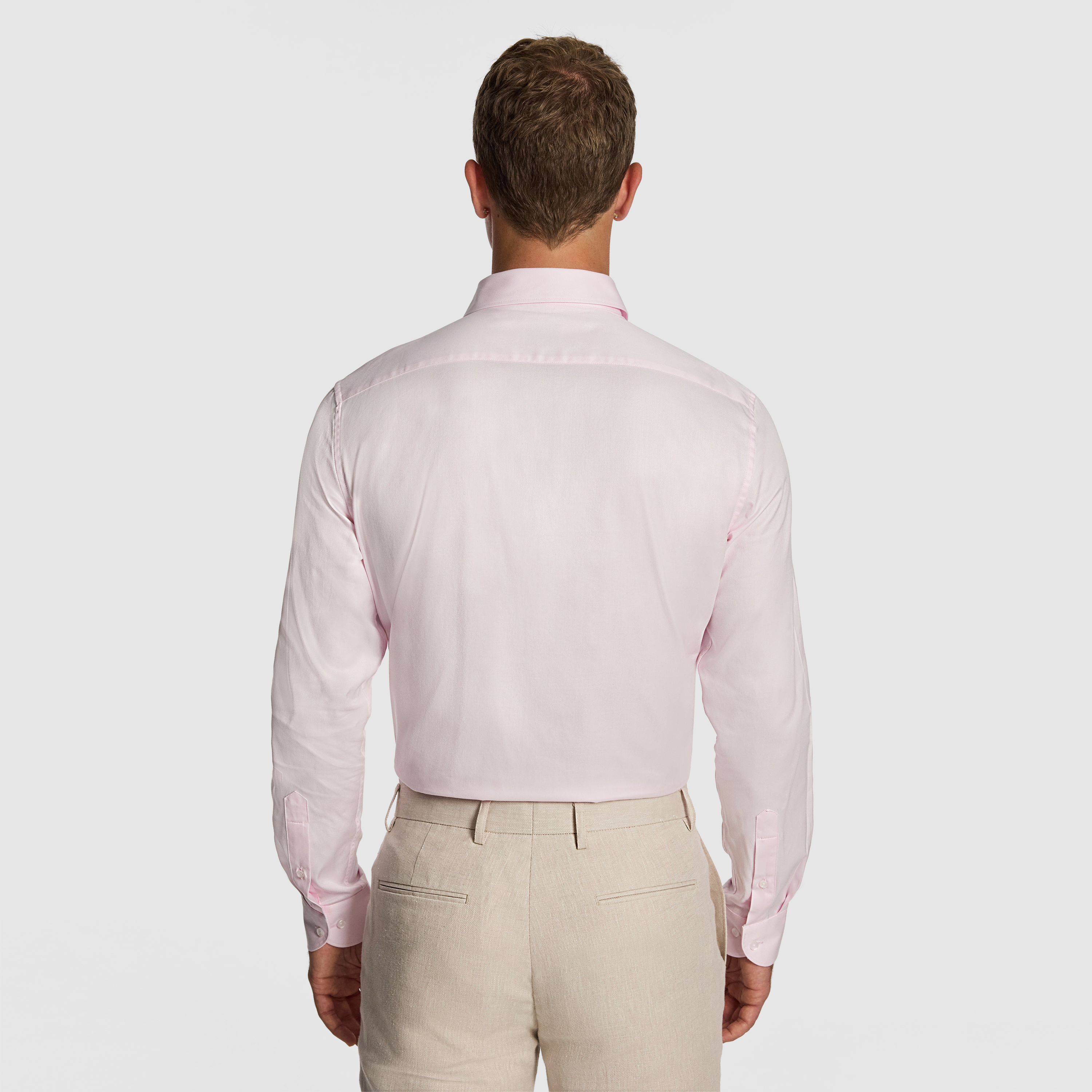 Pink Clubman Pure Cotton Twill Slim Fit Dress Shirt