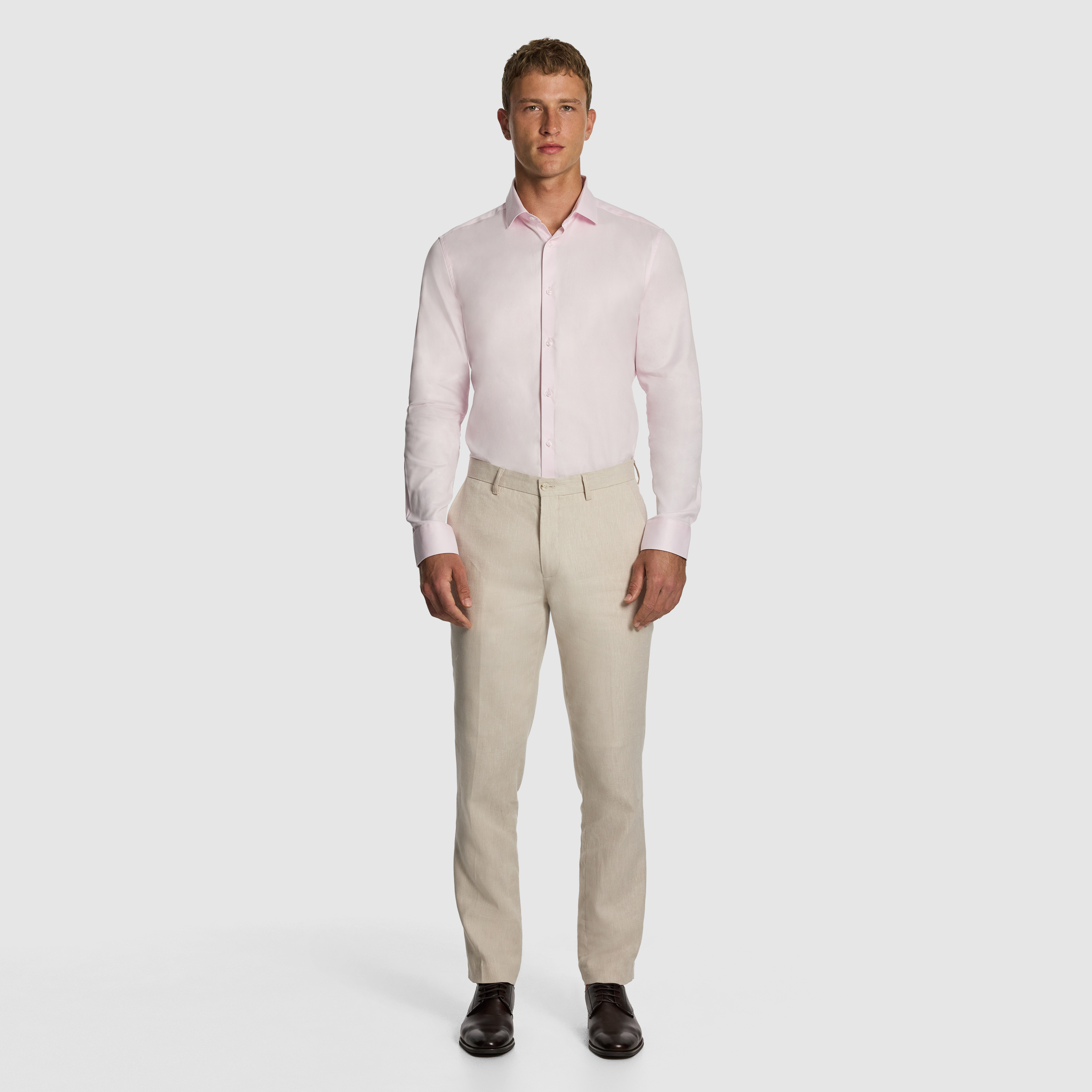 Pink Clubman Pure Cotton Twill Slim Fit Dress Shirt