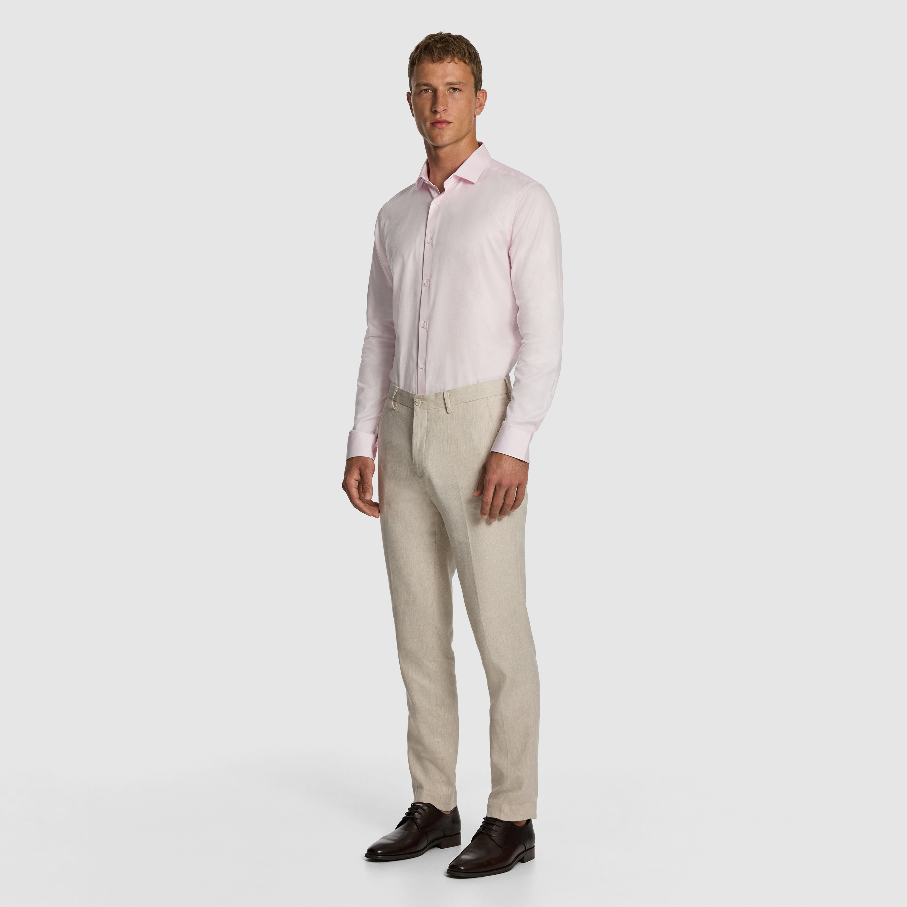 Pink Clubman Pure Cotton Twill Slim Fit Dress Shirt
