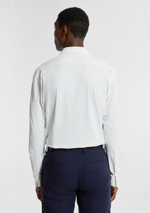 White Extended Textured Super Stretch Slim Dress Shirt