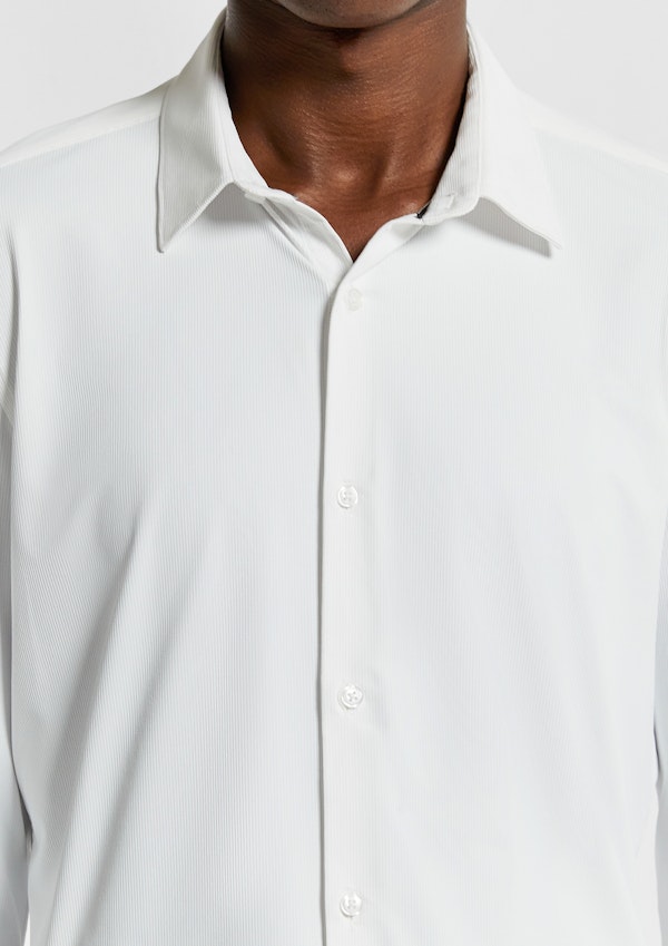 White Extended Textured Super Stretch Slim Dress Shirt