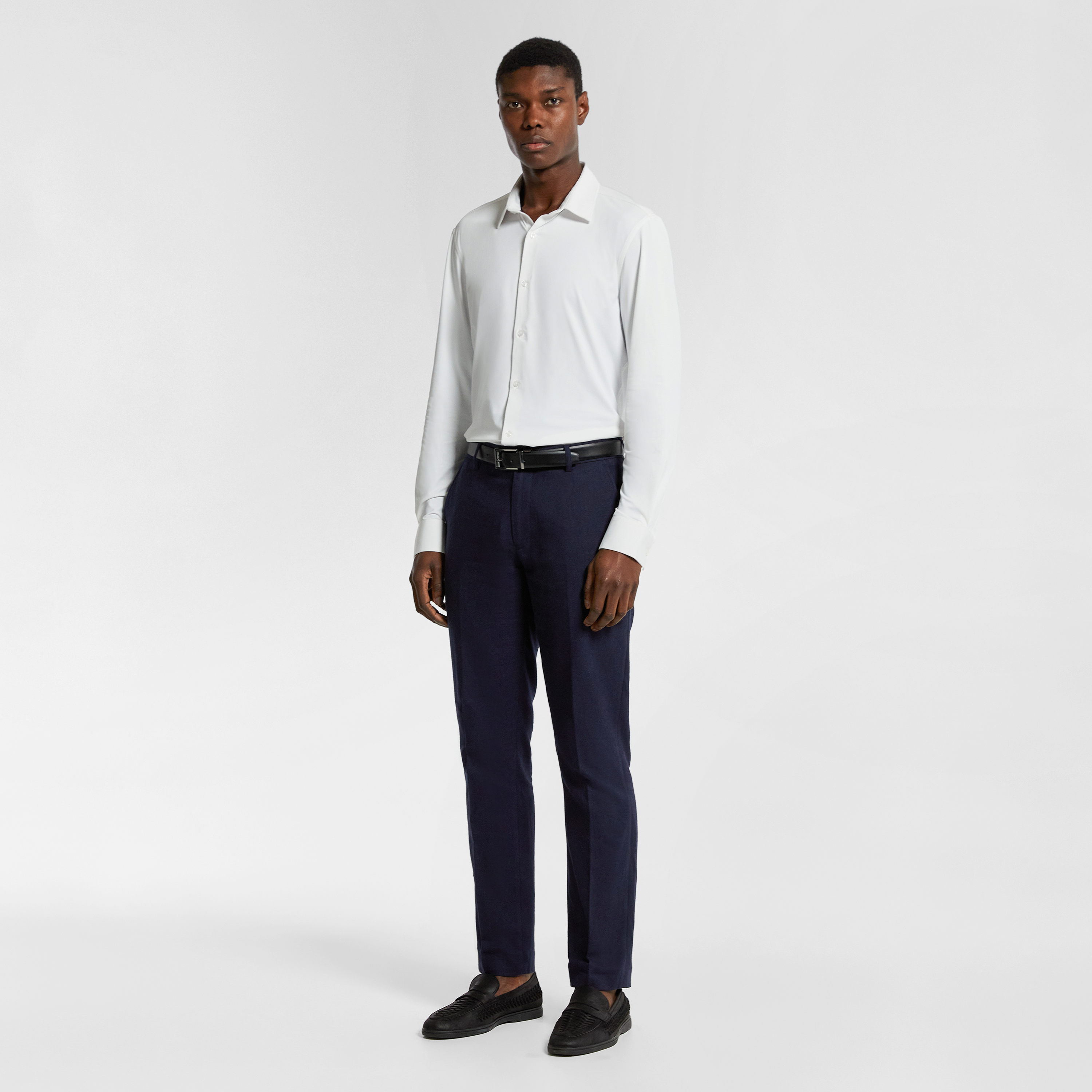 Extended Textured Super Stretch Slim Dress Shirt