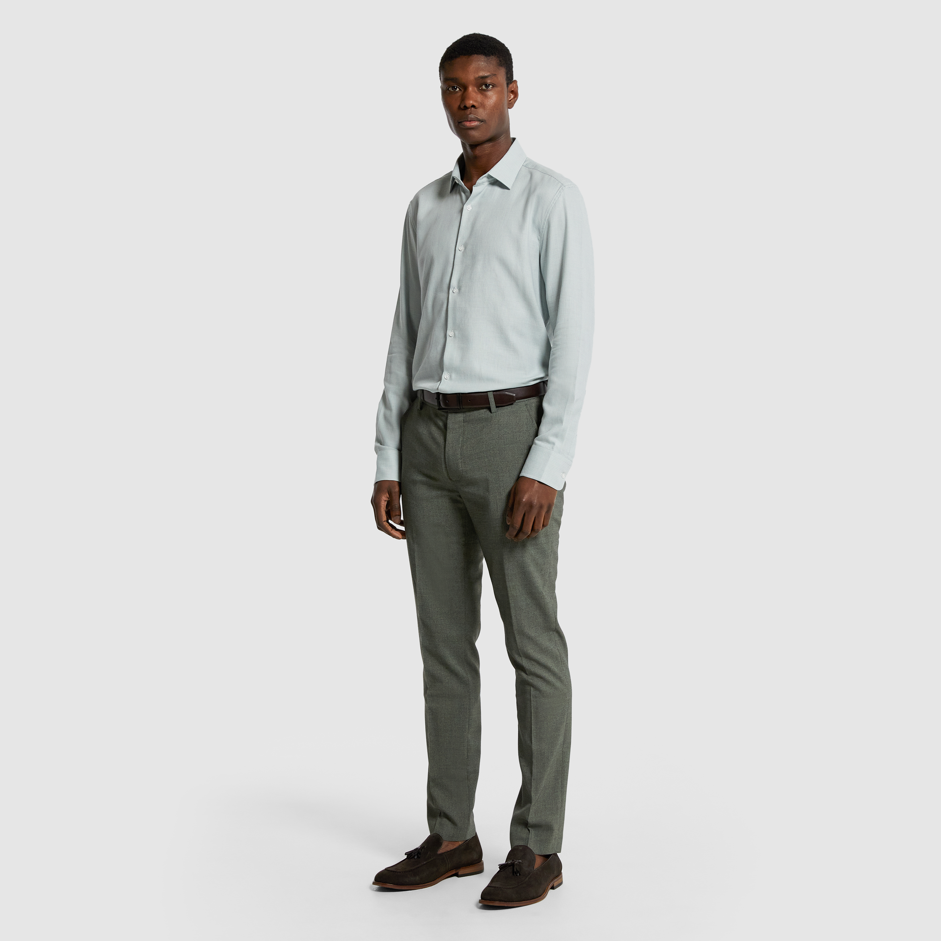 Mint Banksia Regular Fit Textured Dress Shirt