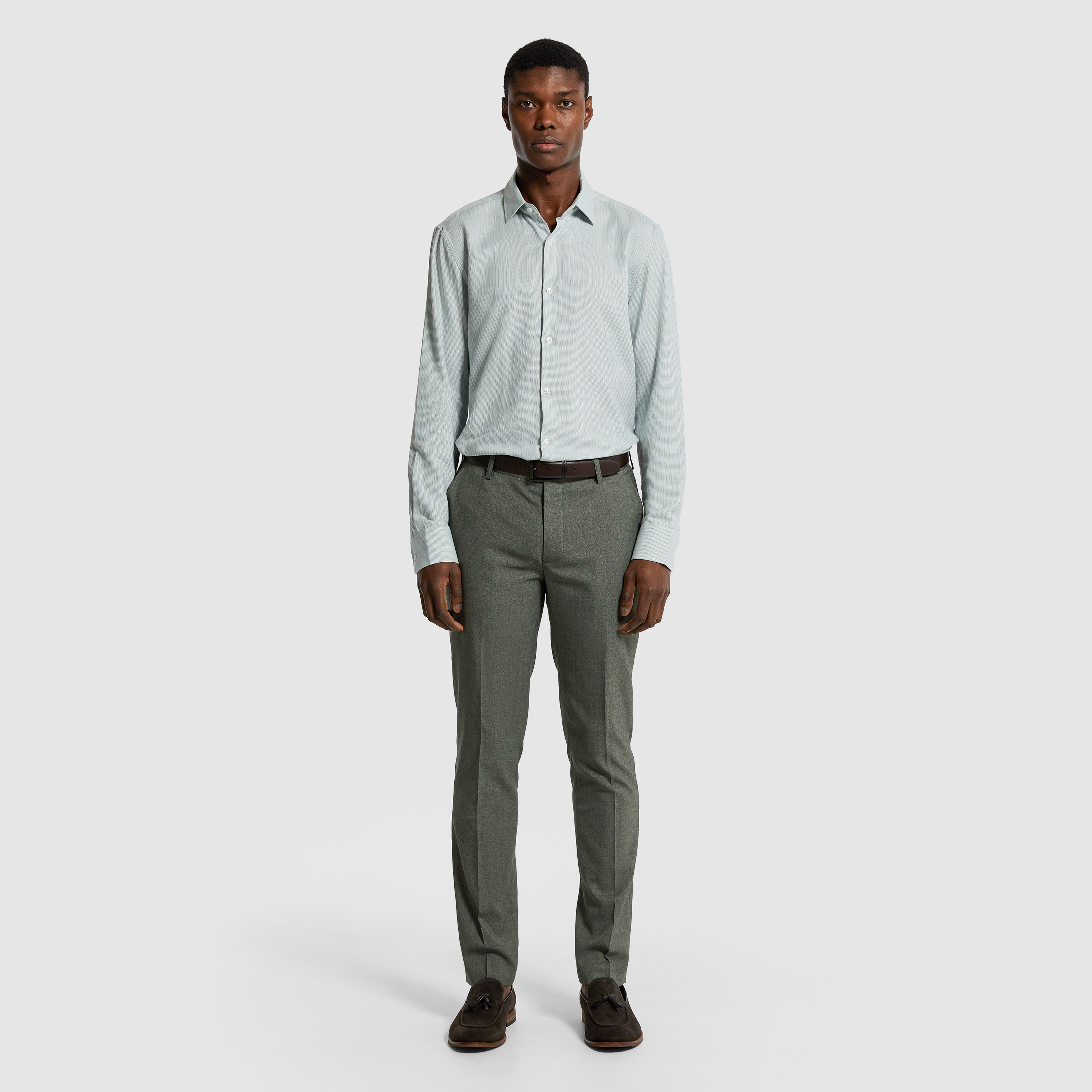 Mint Banksia Regular Fit Textured Dress Shirt