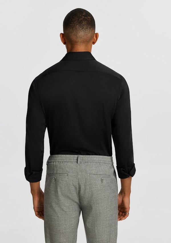 Black Heathcoat Slim Bamboo Shirt