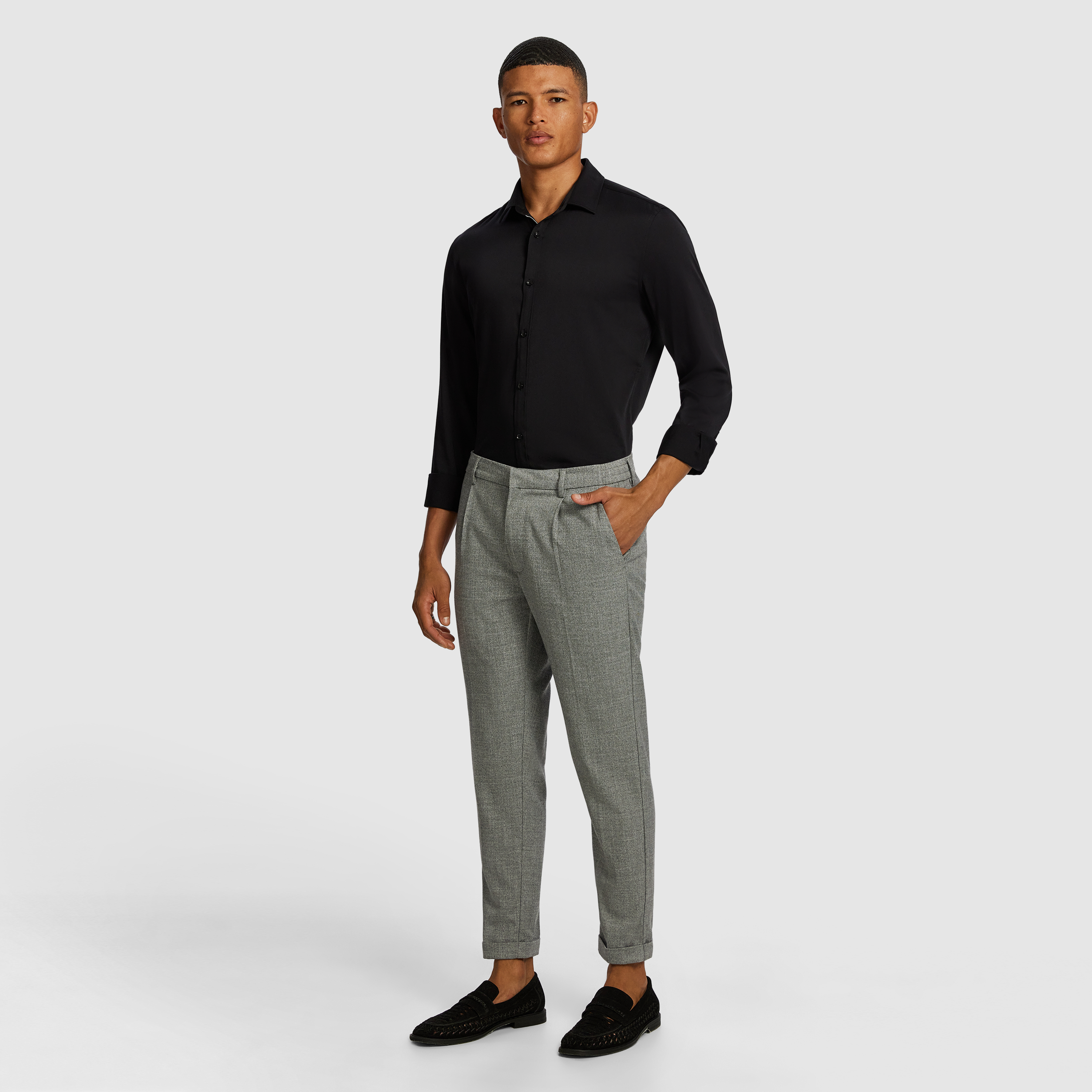 Black Heathcoat Slim Bamboo Shirt