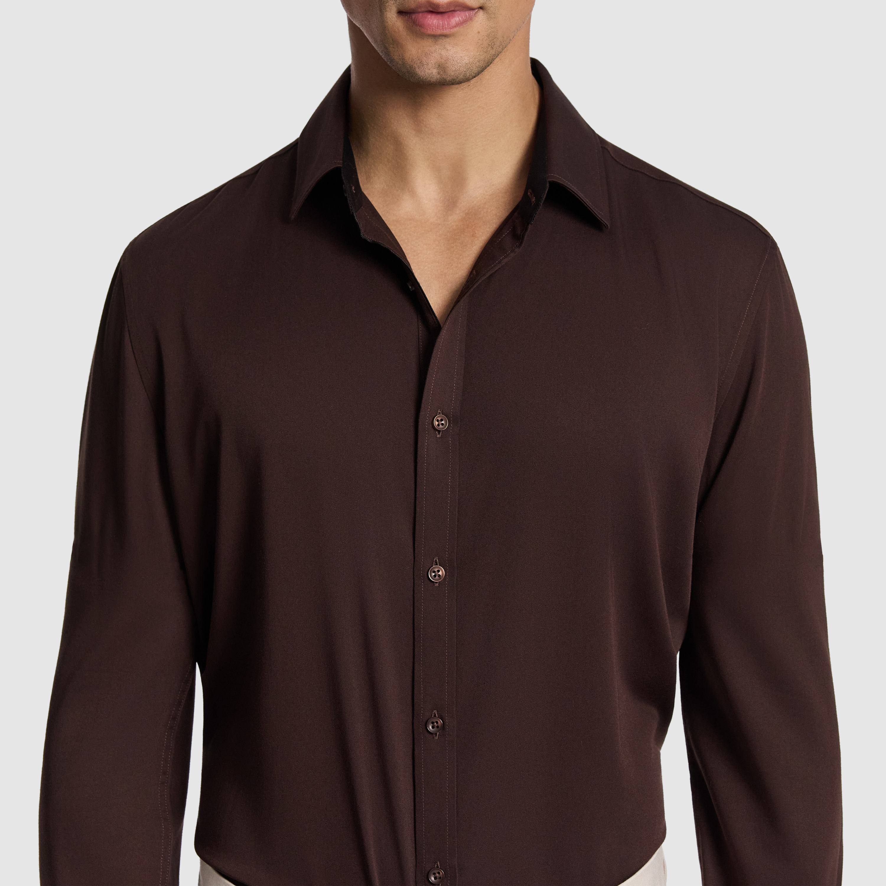 Chocolate Heathcoat Slim Bamboo Shirt