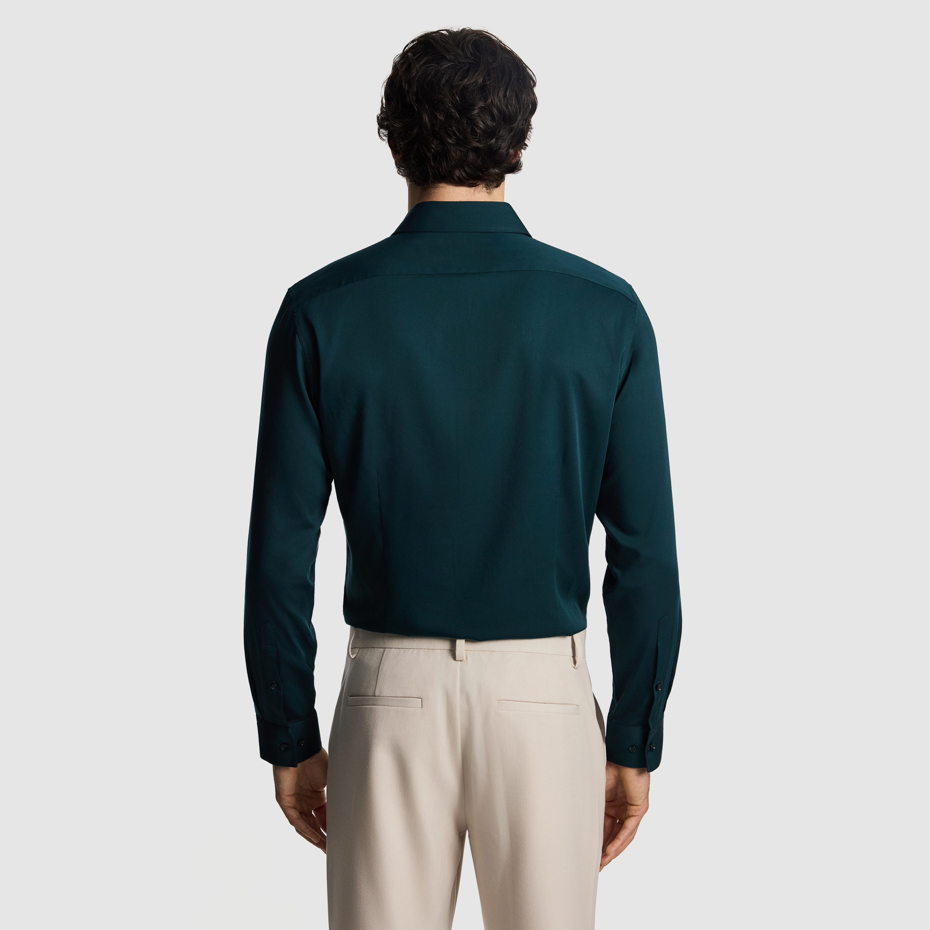 Dark Teal Heathcoat Slim Bamboo Shirt