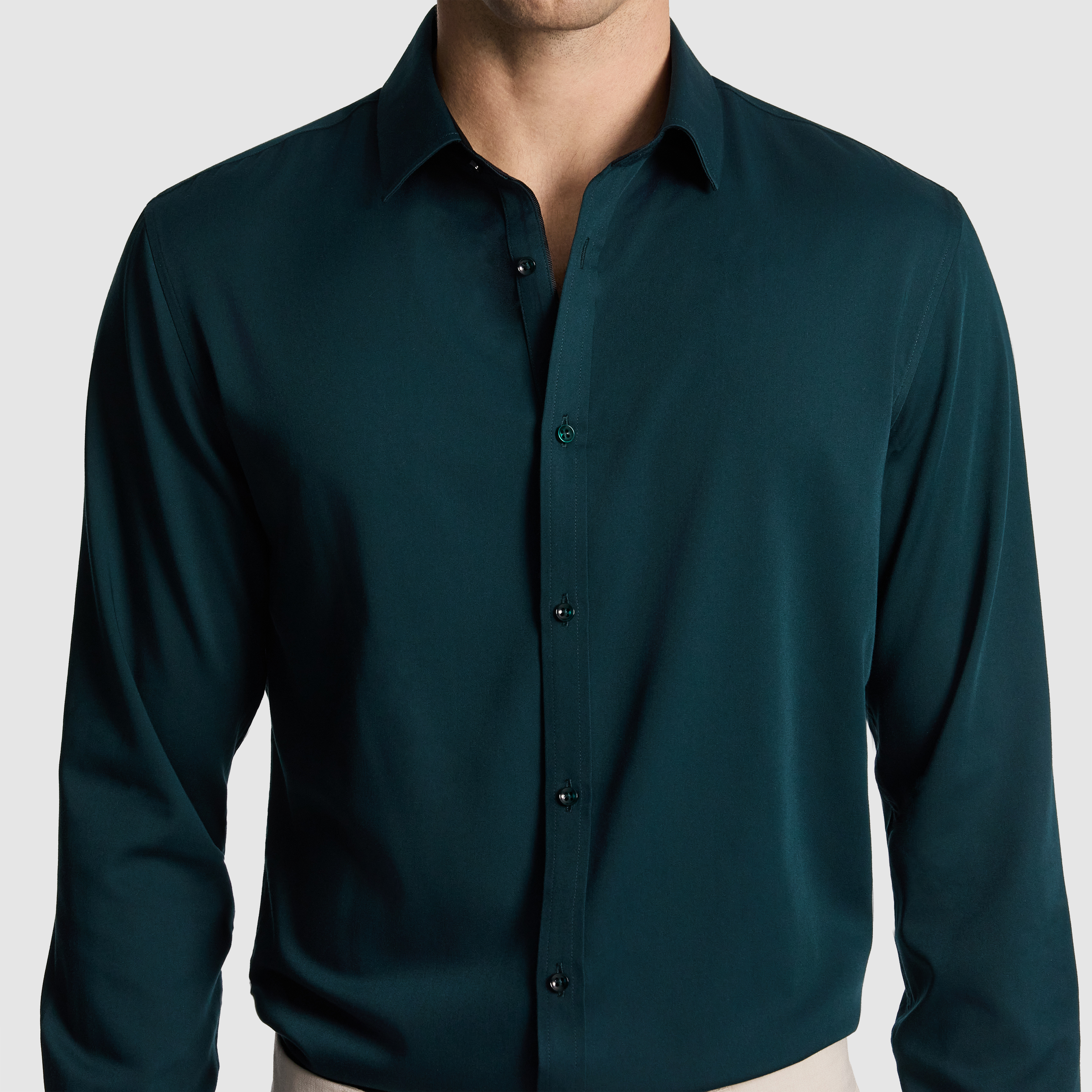 Dark Teal Heathcoat Slim Bamboo Shirt
