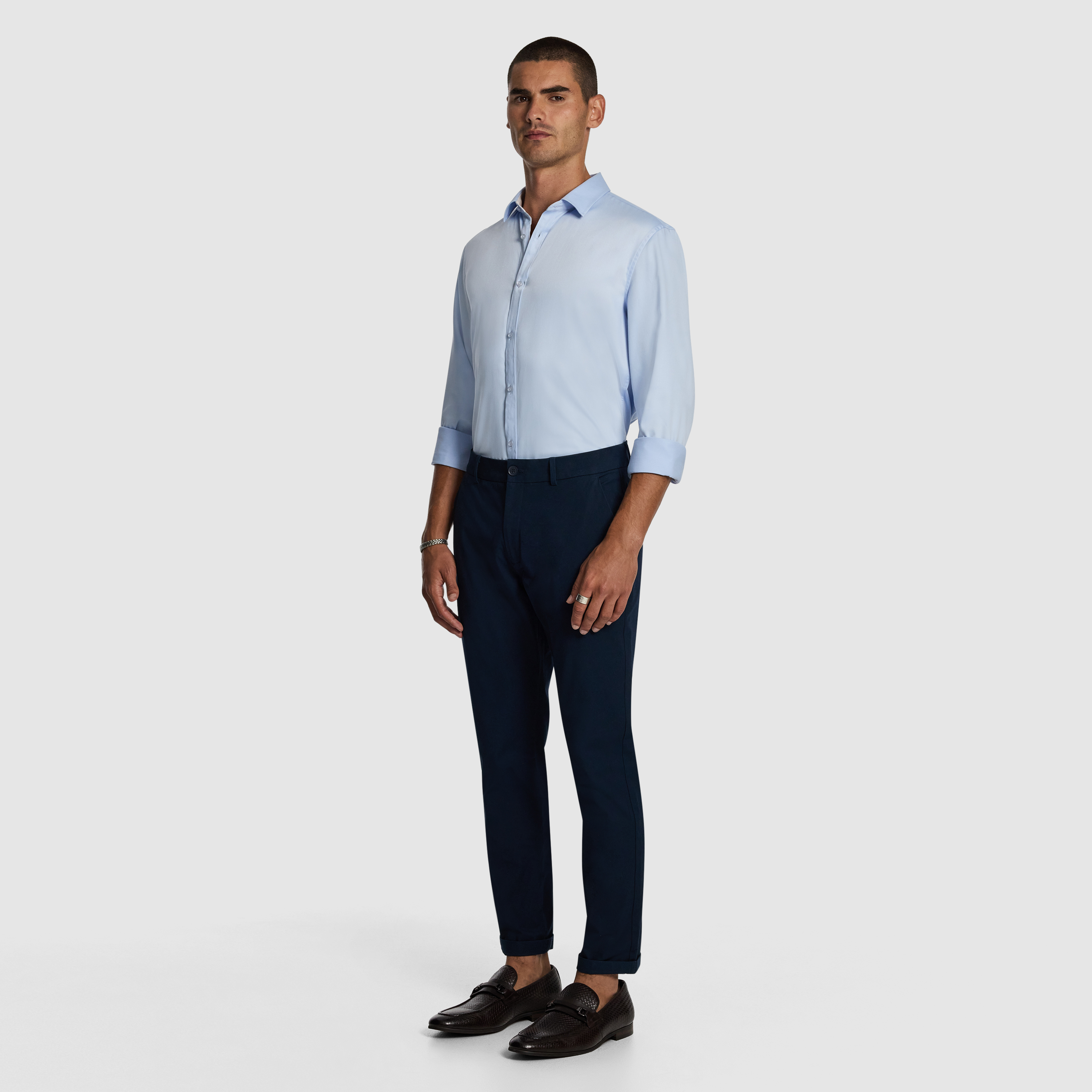 Light Blue Heathcoat Slim Bamboo Shirt