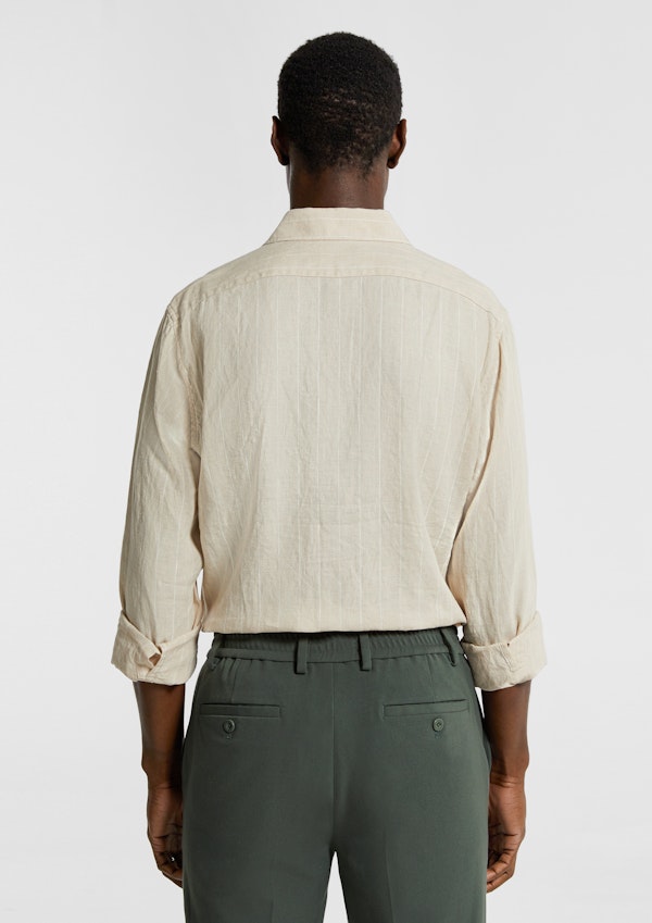 Natural Circuit Stripe Linen Shirt