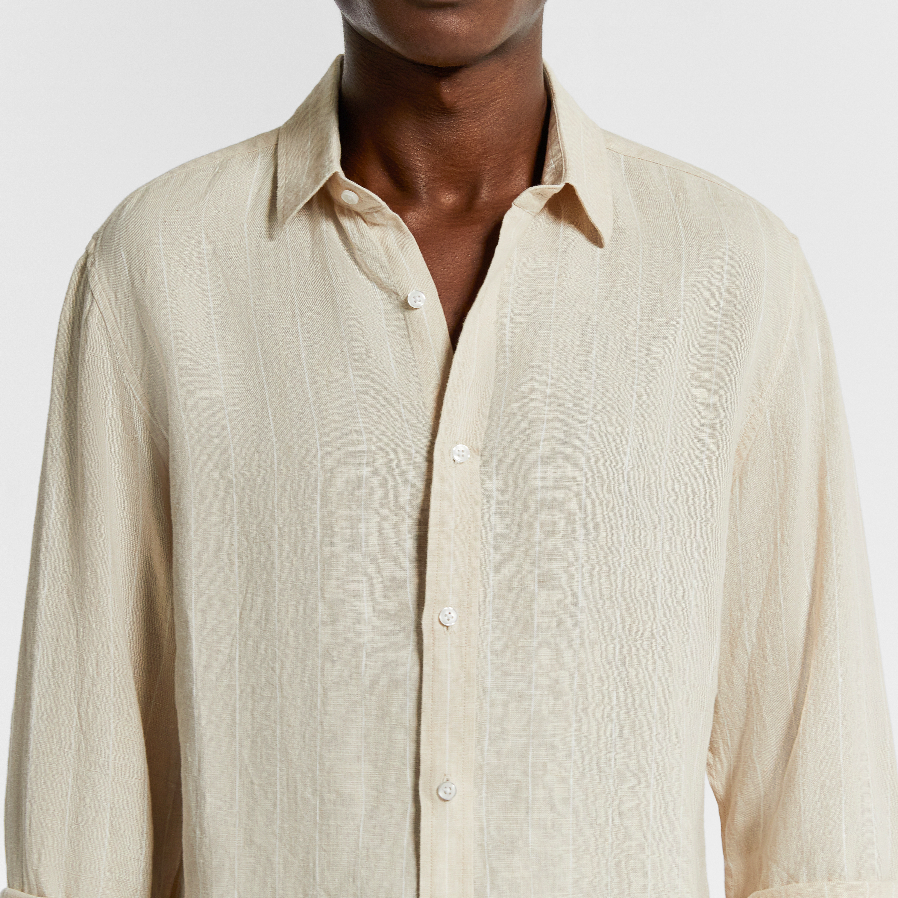 Natural Circuit Stripe Linen Shirt