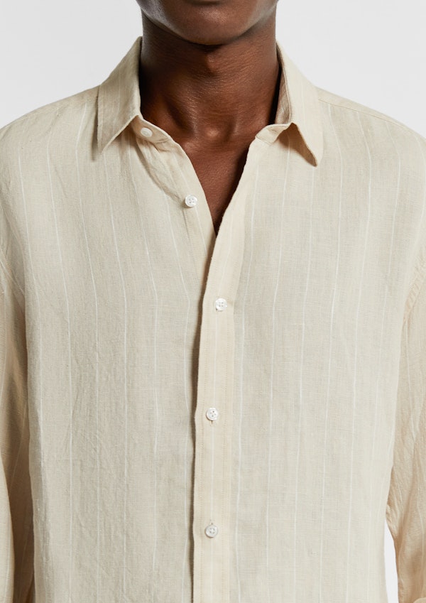 Natural Circuit Stripe Linen Shirt