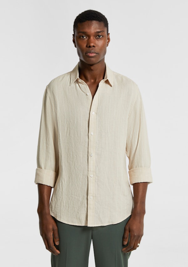 Natural Circuit Stripe Linen Shirt
