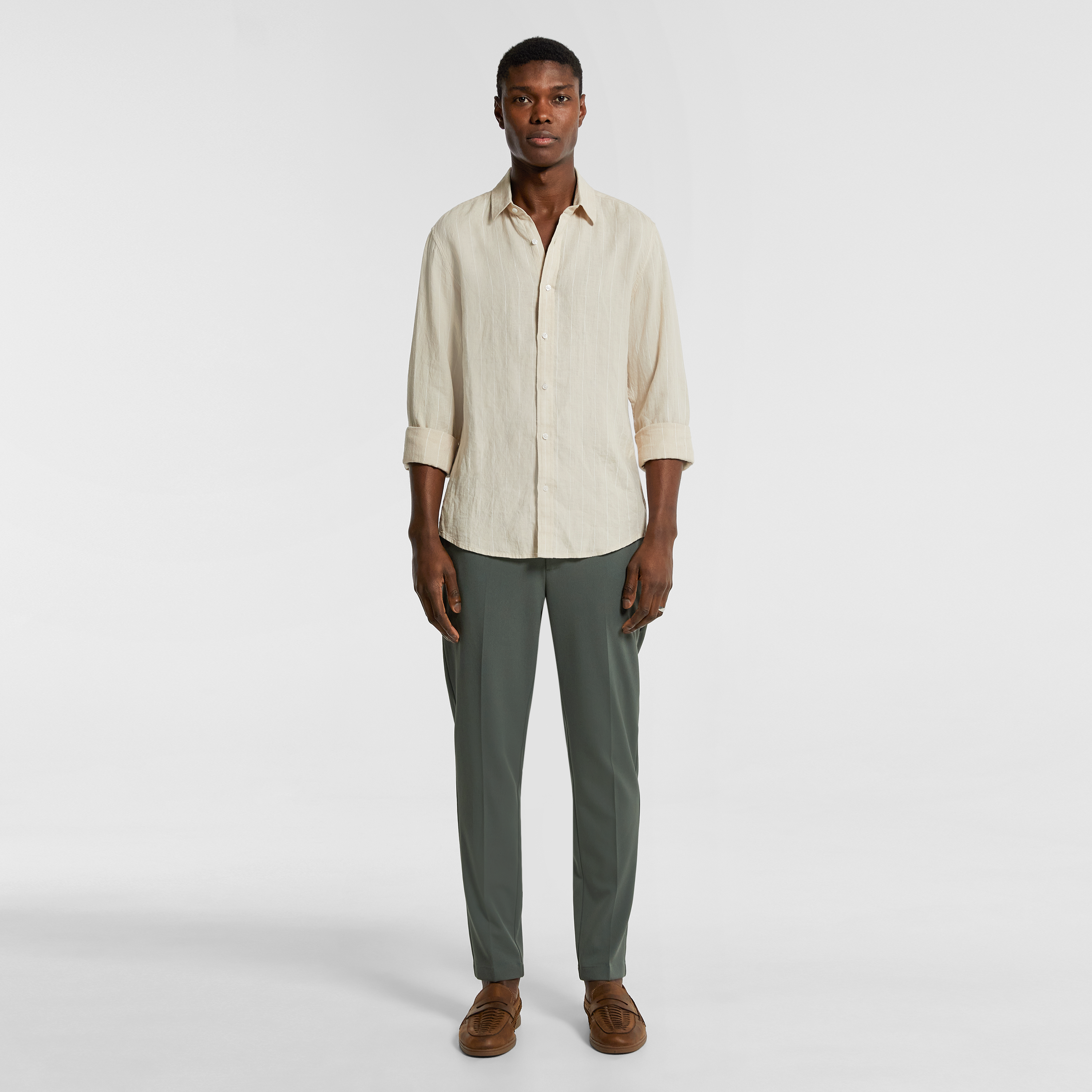 Natural Circuit Stripe Linen Shirt
