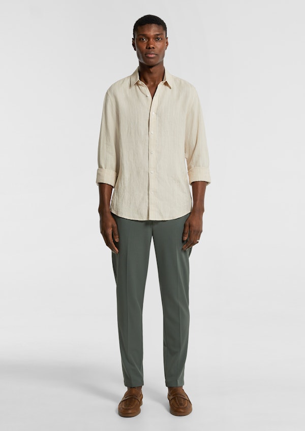 Natural Circuit Stripe Linen Shirt