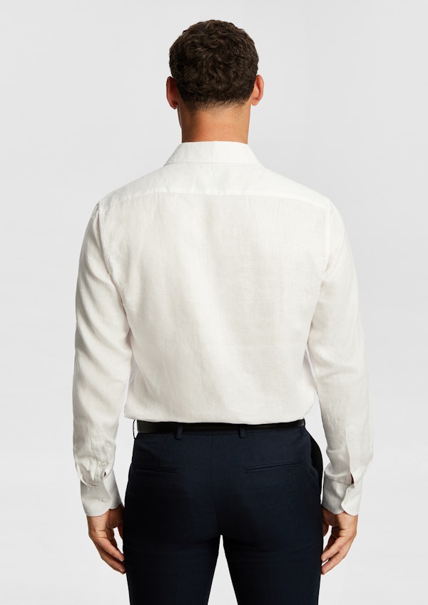 White Long Island Smart Linen Shirt