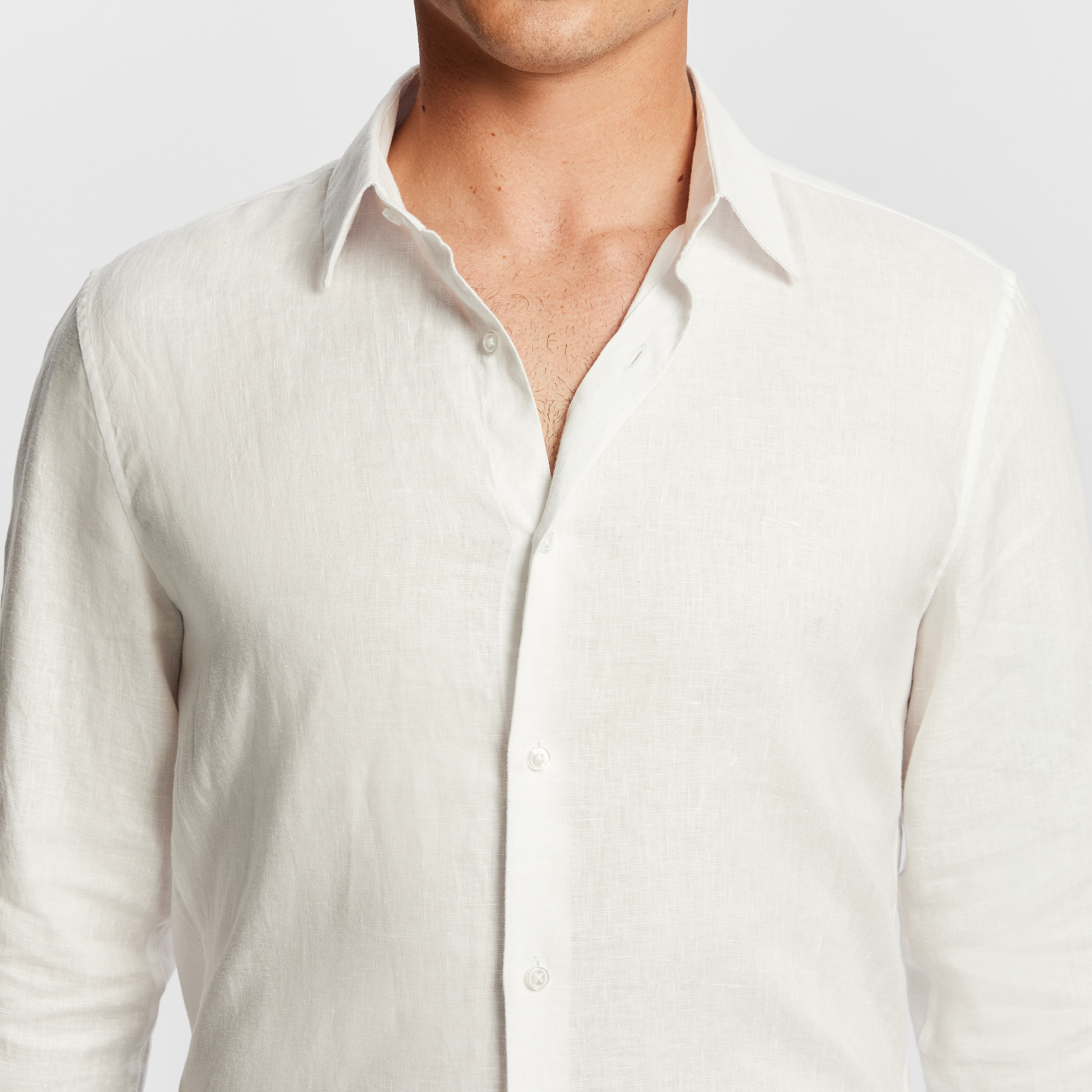 White Long Island Smart Linen Shirt