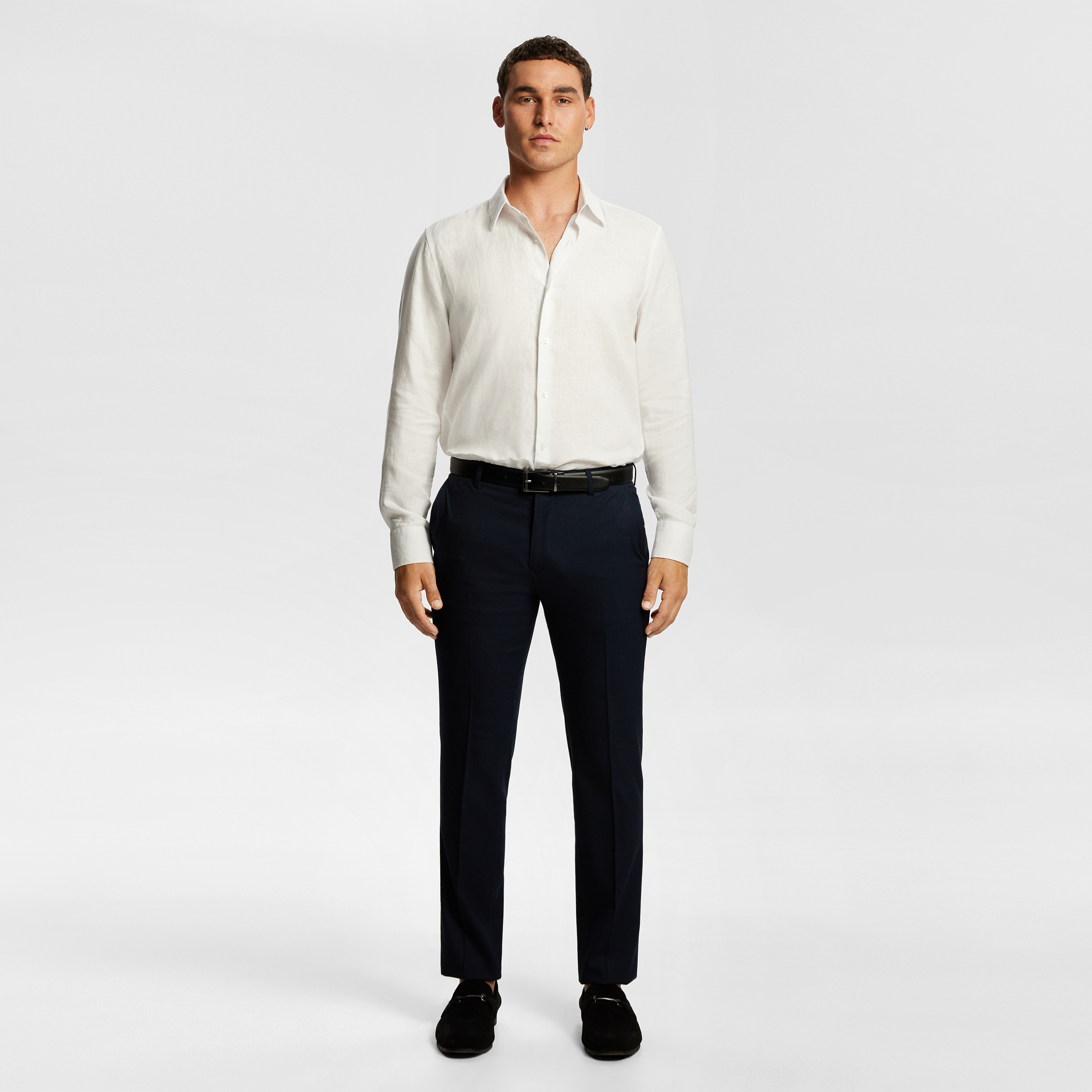 White Long Island Smart Linen Shirt
