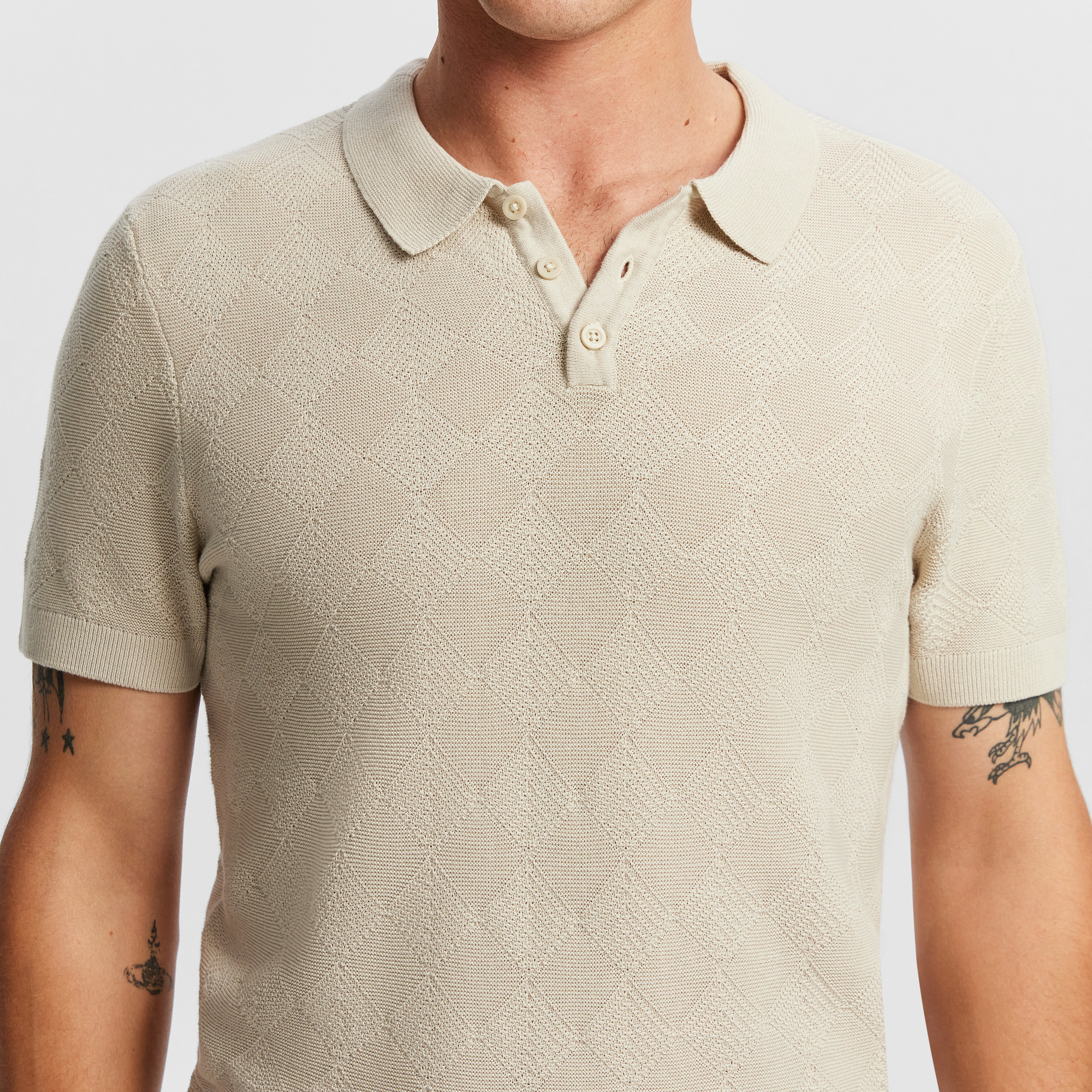 Sand Kinlock Knitted Polo Shirt