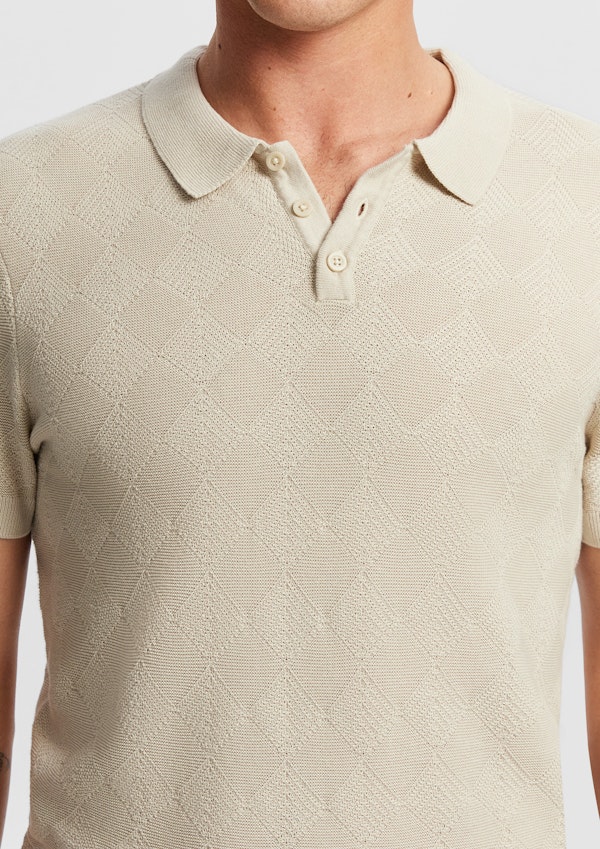 Sand Kinlock Knitted Polo Shirt