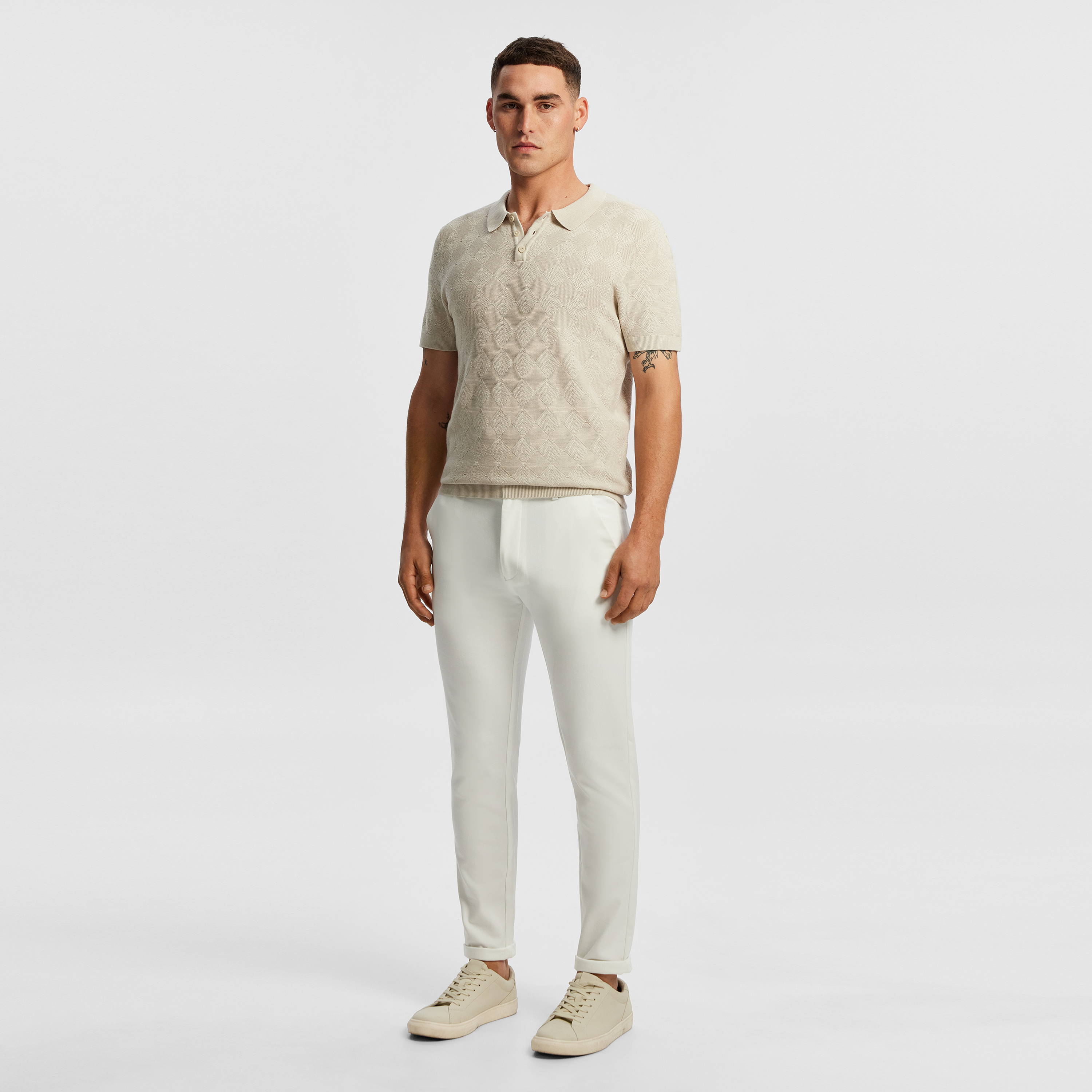 Sand Kinlock Knitted Polo Shirt