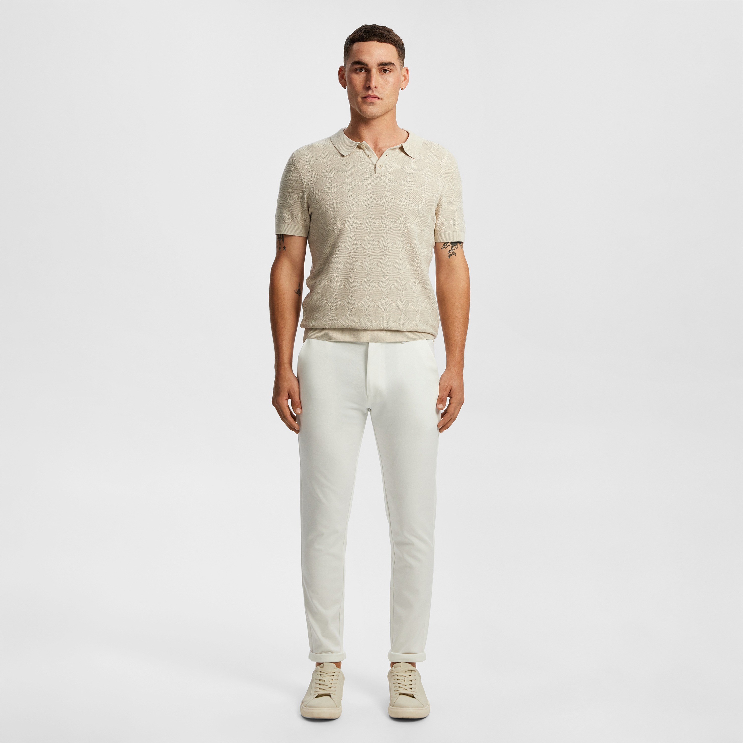 Sand Kinlock Knitted Polo Shirt